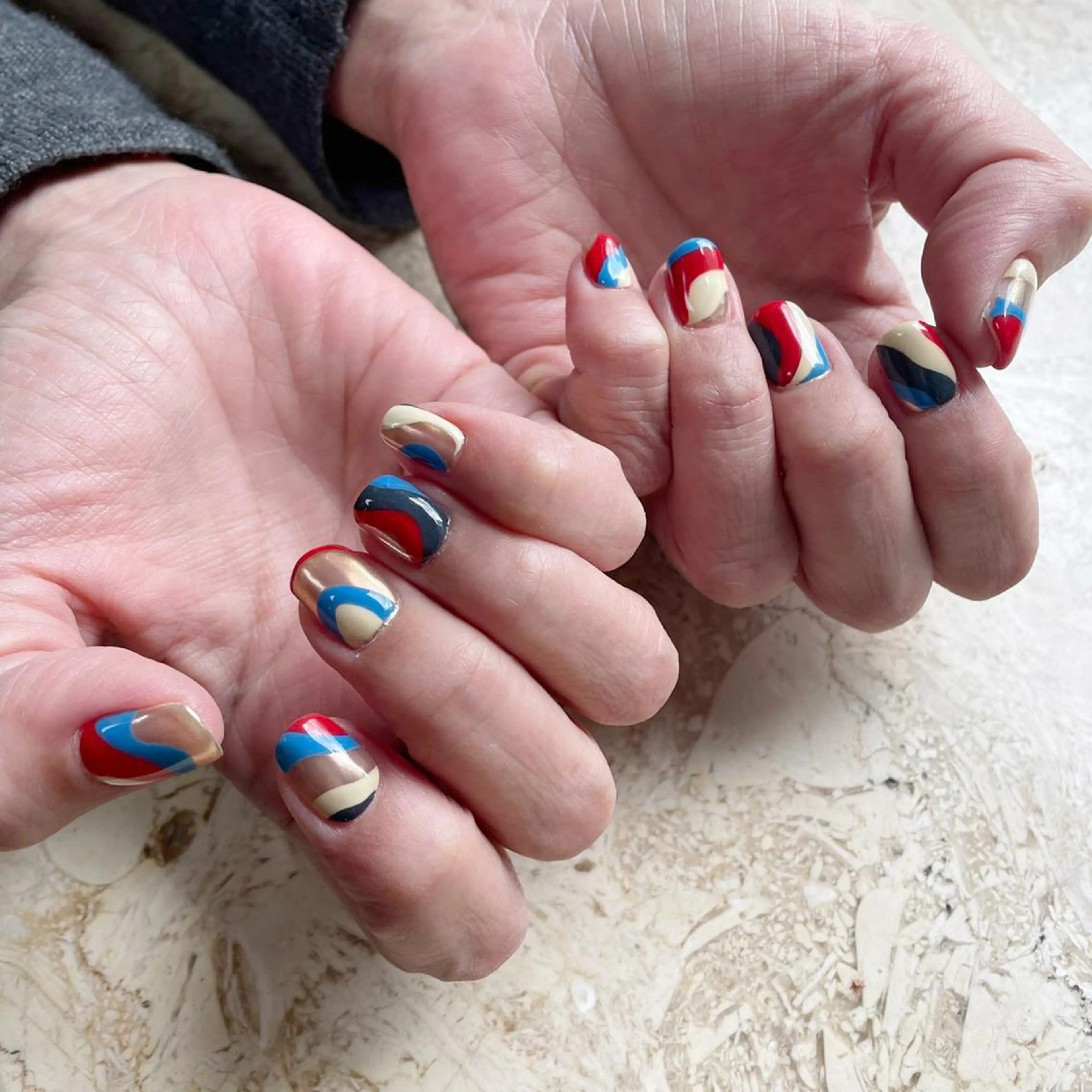 ネイル アートネイル ブルー フレンチネイル ジェルネイル 韓国ネイル ハンドネイル フットネイル nail salon mieux(ミュー)のマツエク・マツパデザイン