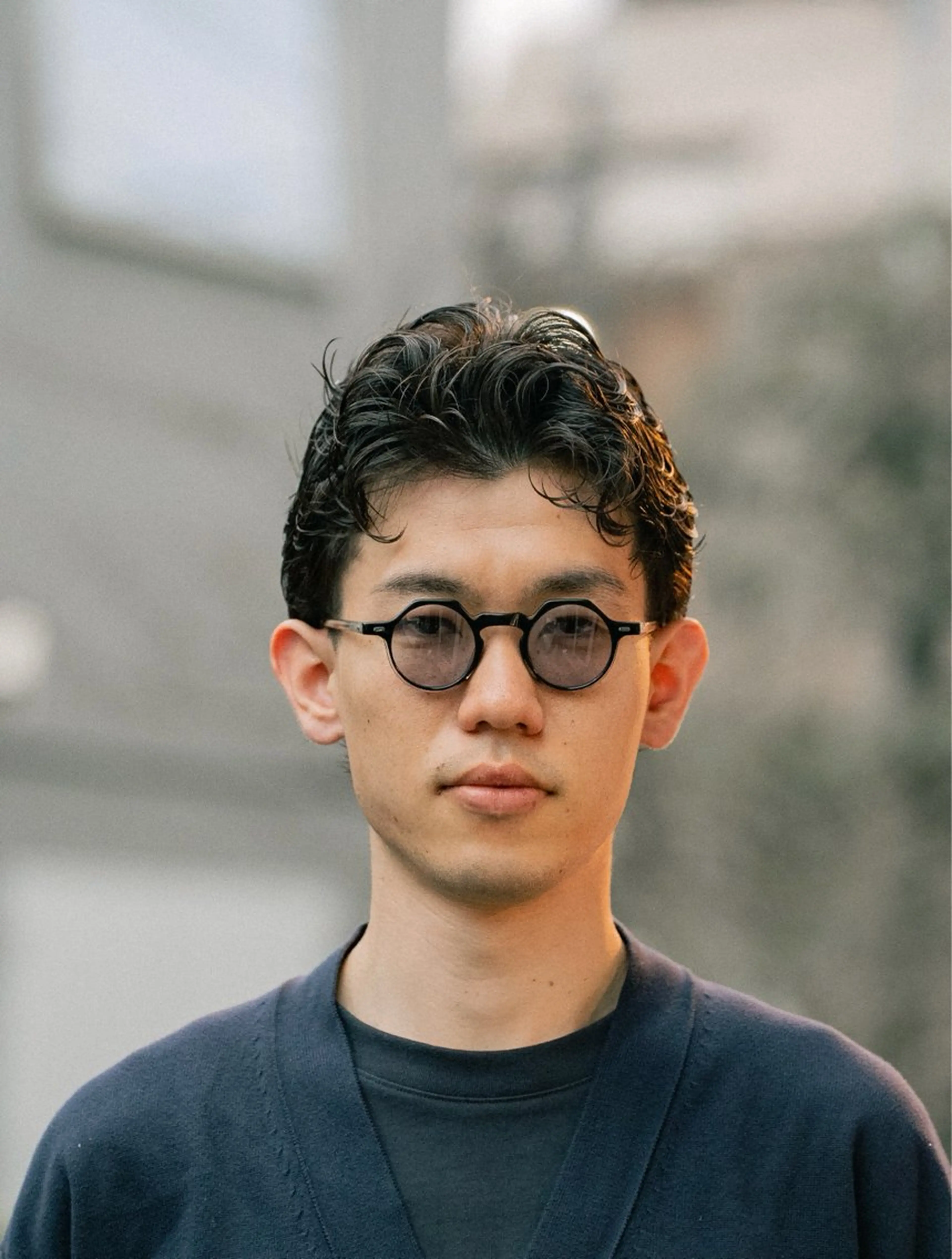 ショート カラー パーマ メンズ オールバック ビジネス カット パーマ 🔗メンズサロン🔗 Kieのヘアスタイル