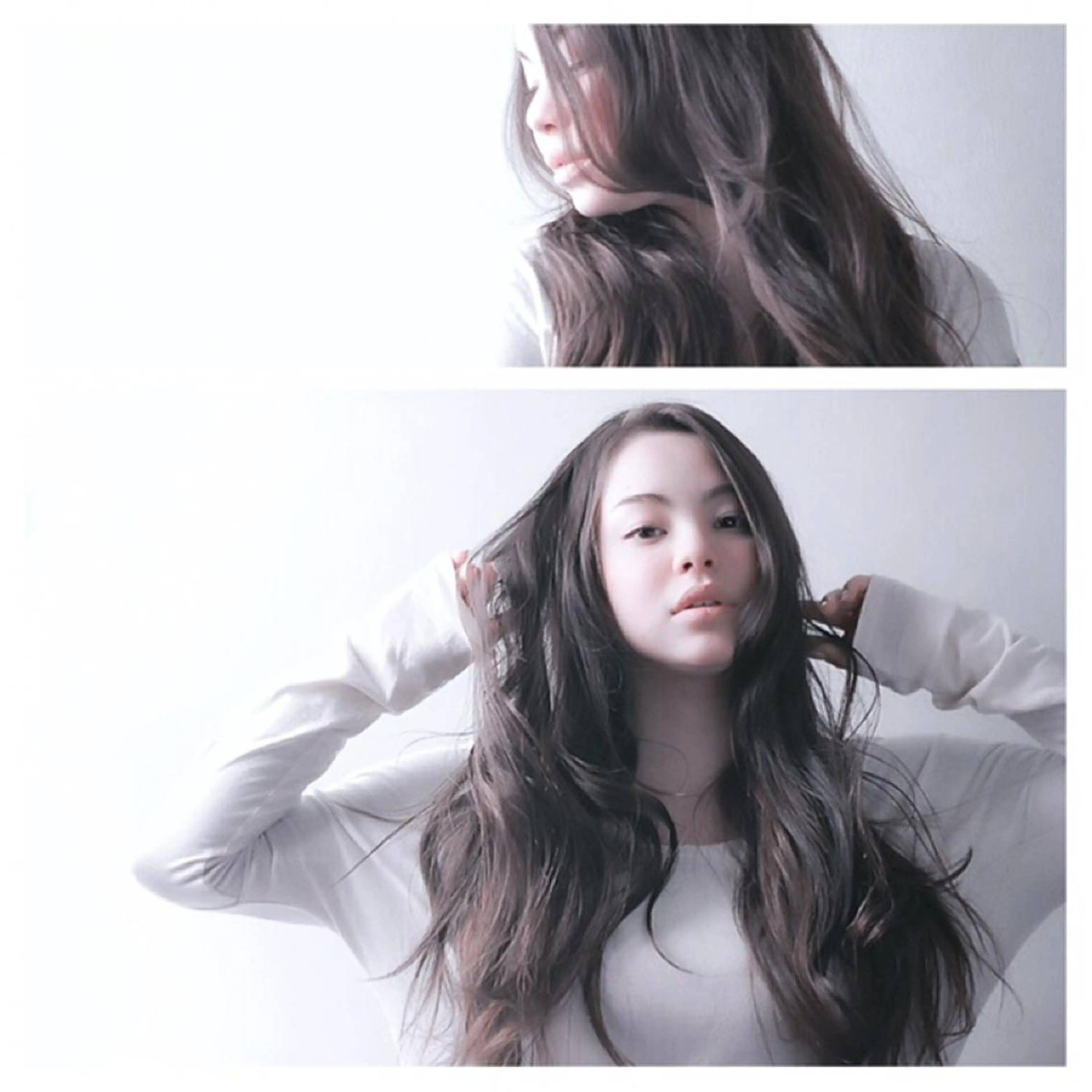 セミロング ロング カラー アッシュ ブリーチ ブリーチなしカラー レイヤーカット ロング 川間 将彦のヘアスタイル