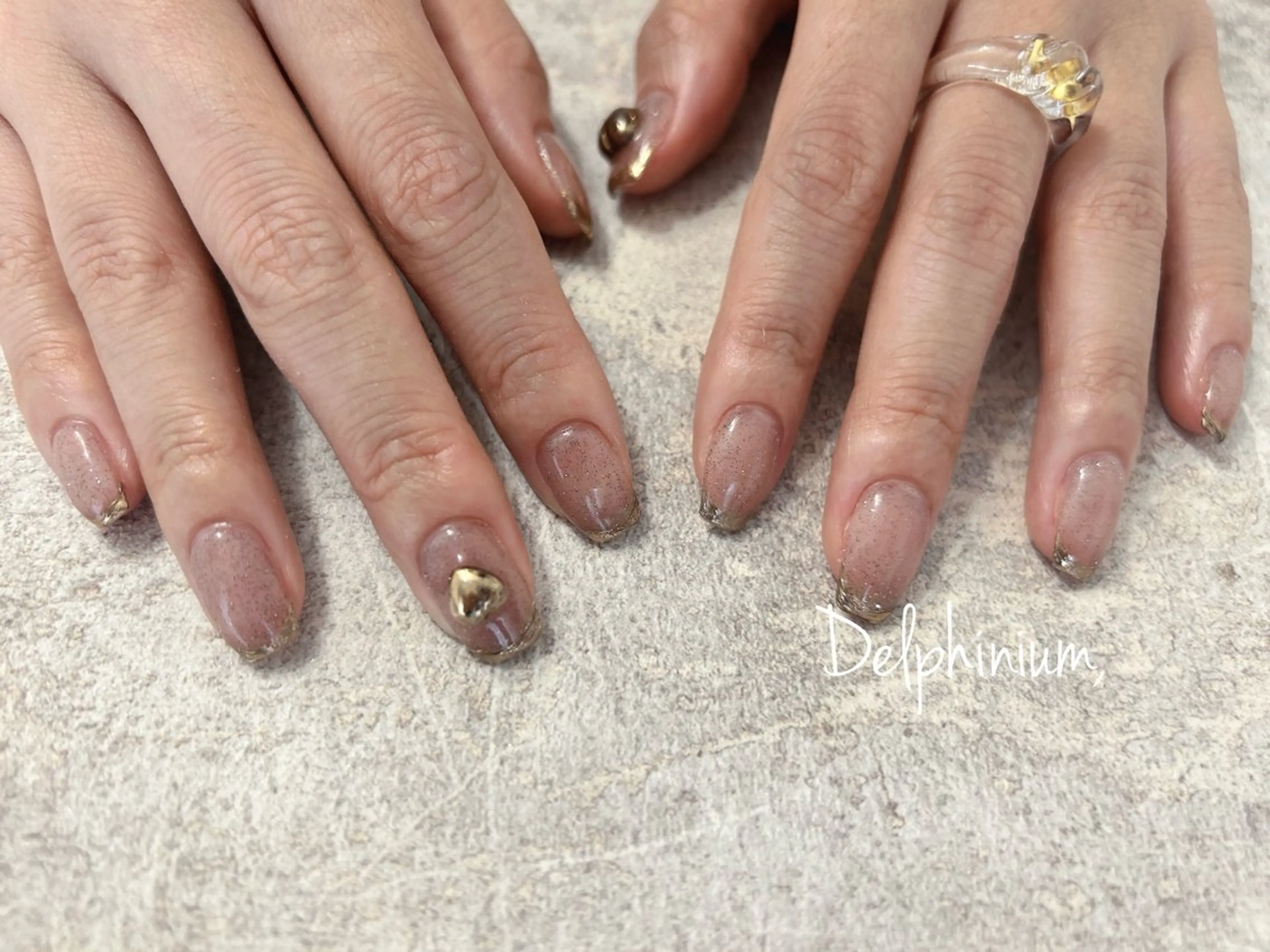 ネイル ハート ミラーネイル ブライダルネイル ハンドネイル 岡本 友恵のネイルデザイン