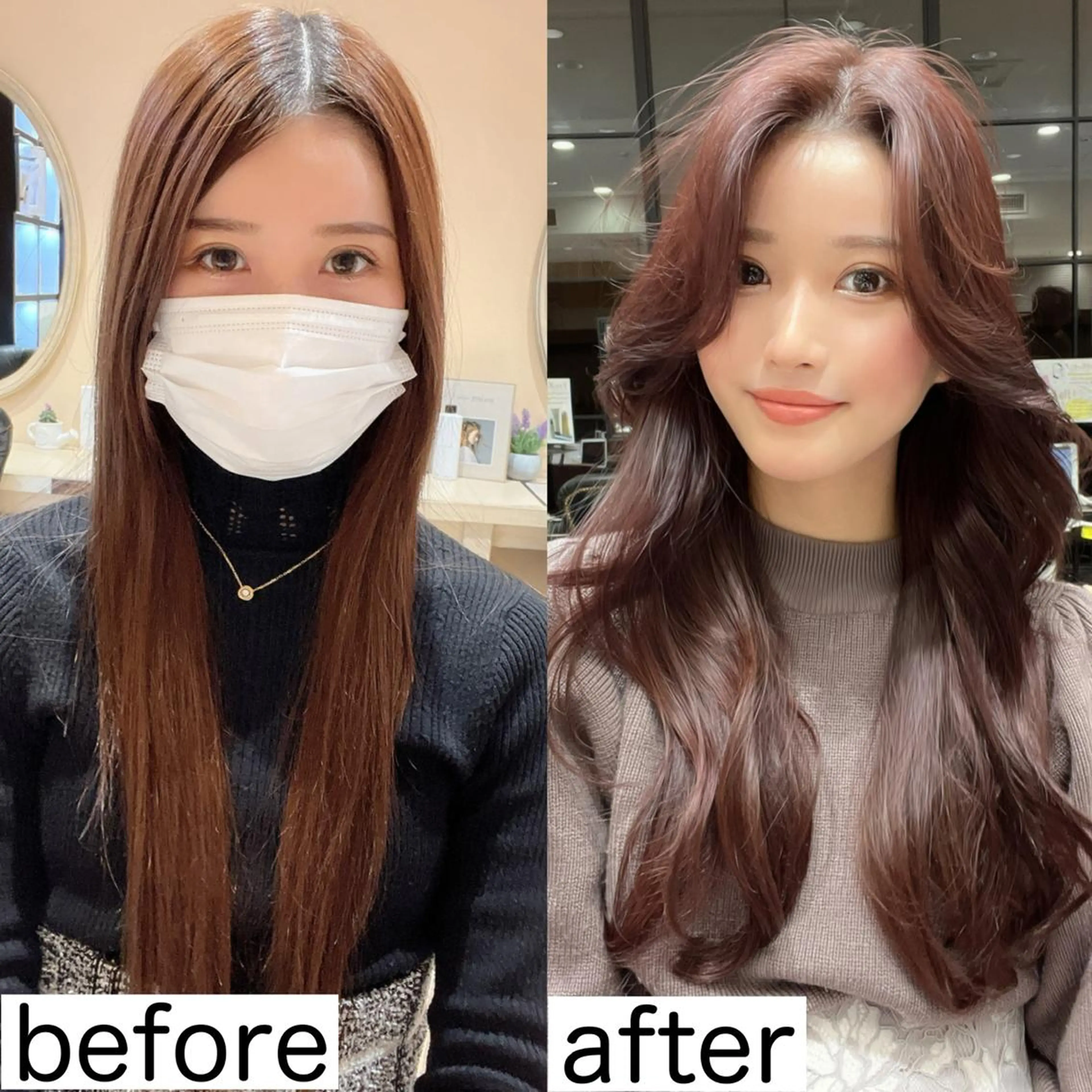 ロング ヨシンモリ 韓国風ヘア レイヤーカット 韓国ヘア🇰🇷髪質 改善たけるのヘアスタイル