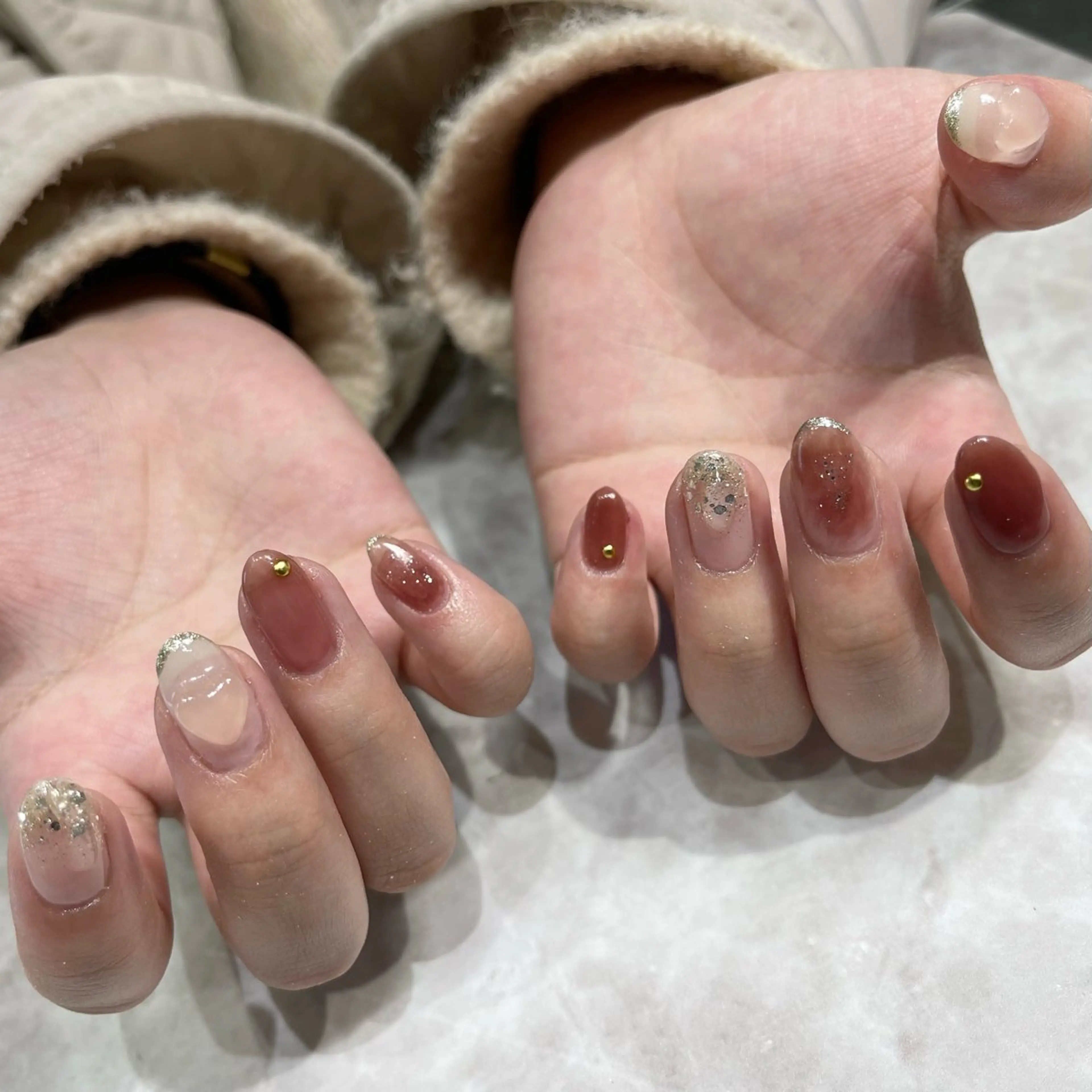 ネイル アートネイル ジェルネイル ニュアンスネイル オフィスネイル ハンドネイル 粕屋ネイル＆耳つぼ 🫧Natsumiのネイルデザイン