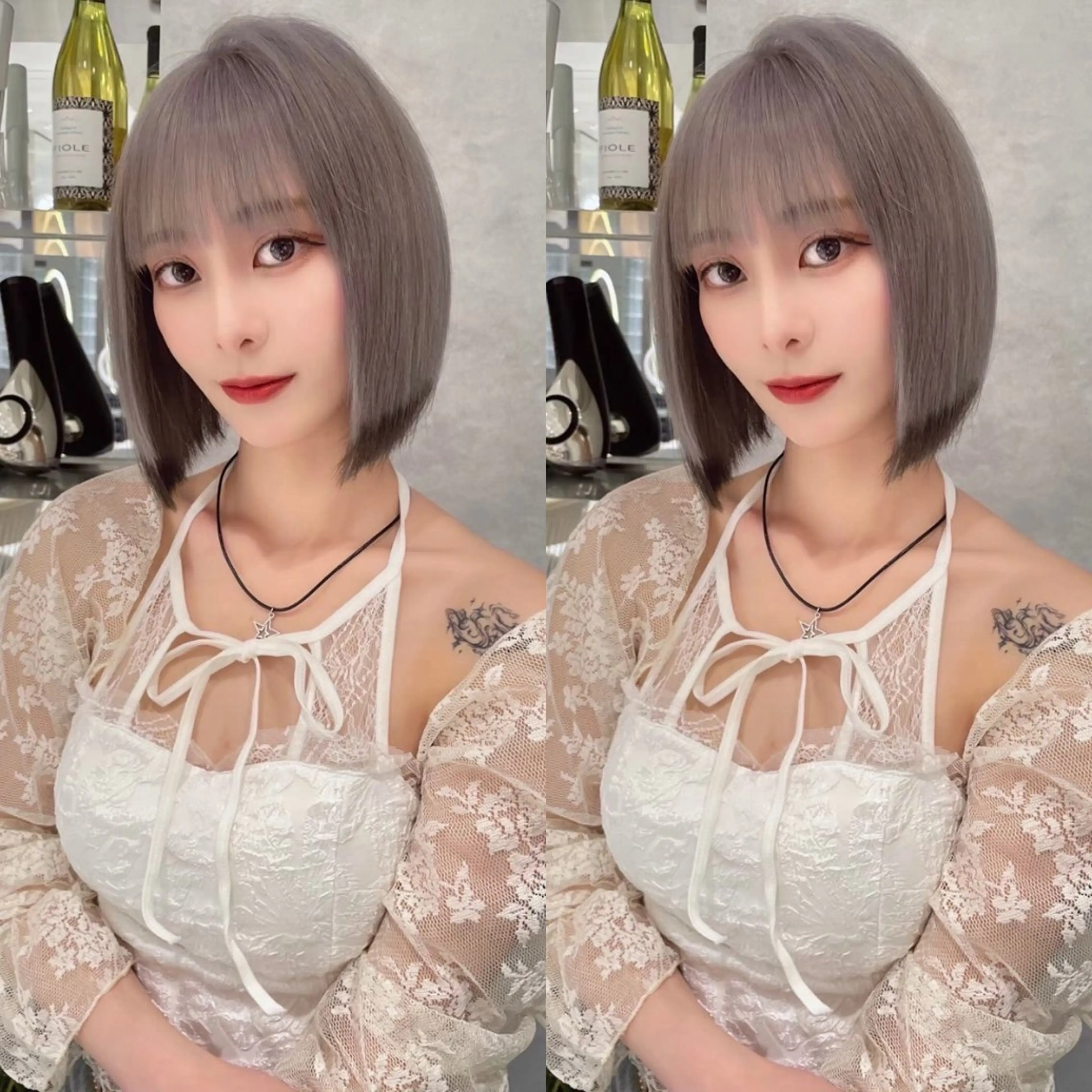 ショート カラー デザインカラー ボブ ハイトーン/水素 honoka🌺のヘアスタイル