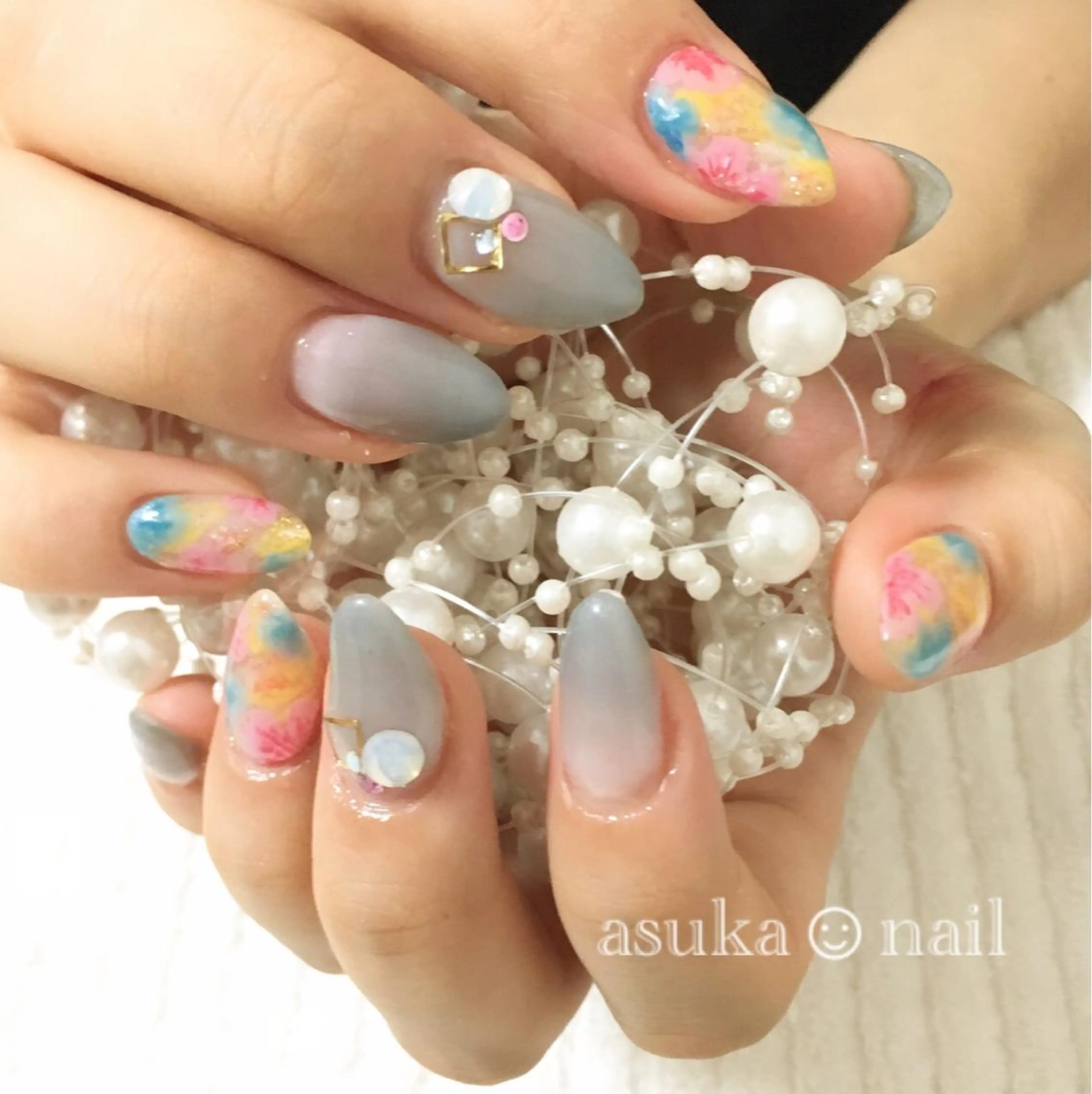 ネイル アートネイル ストーンネイル ハンドネイル La Colzaのネイルデザイン