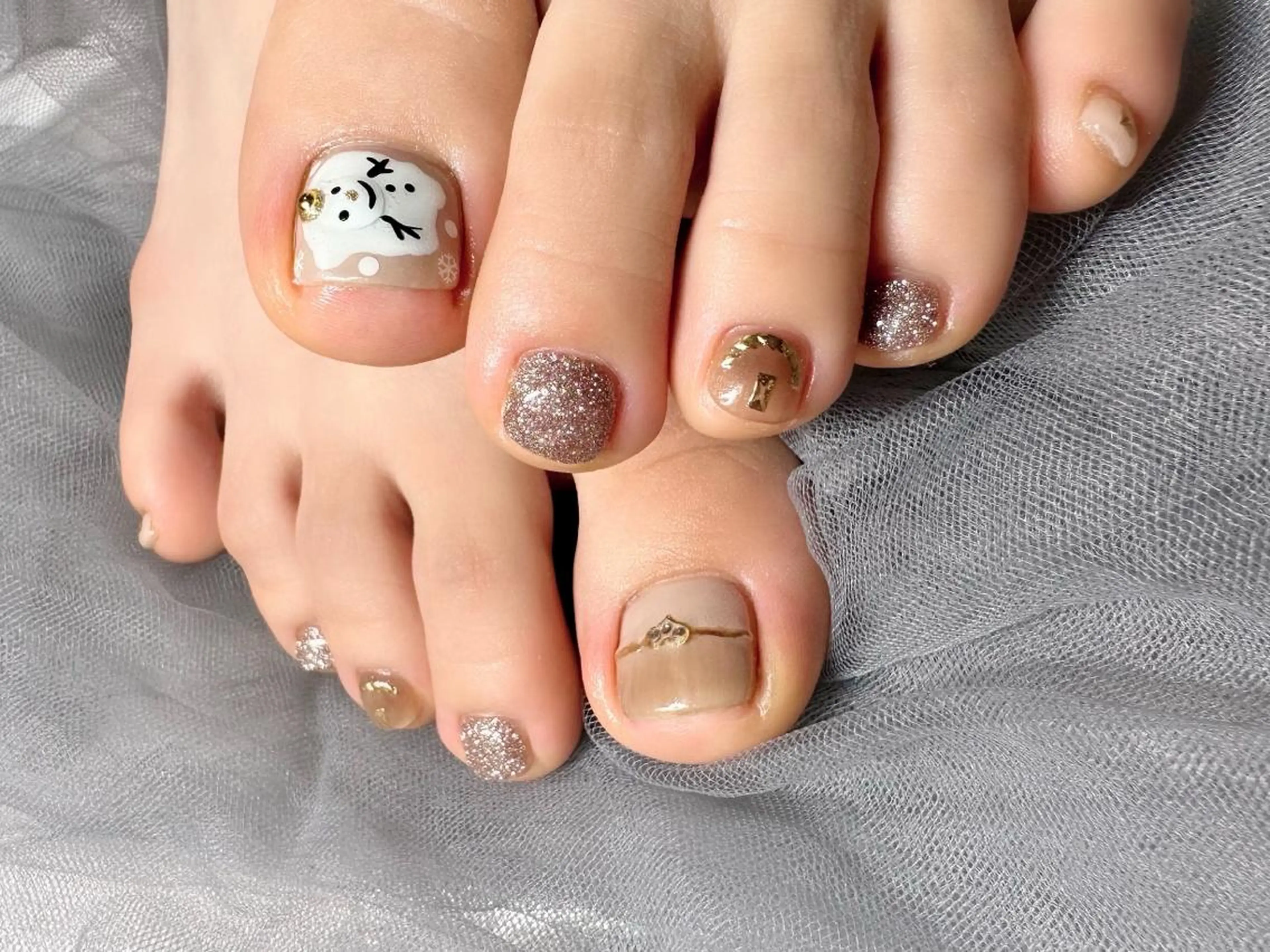 ネイル ブラウン フットネイル Nail Salon KURELLYのネイルデザイン