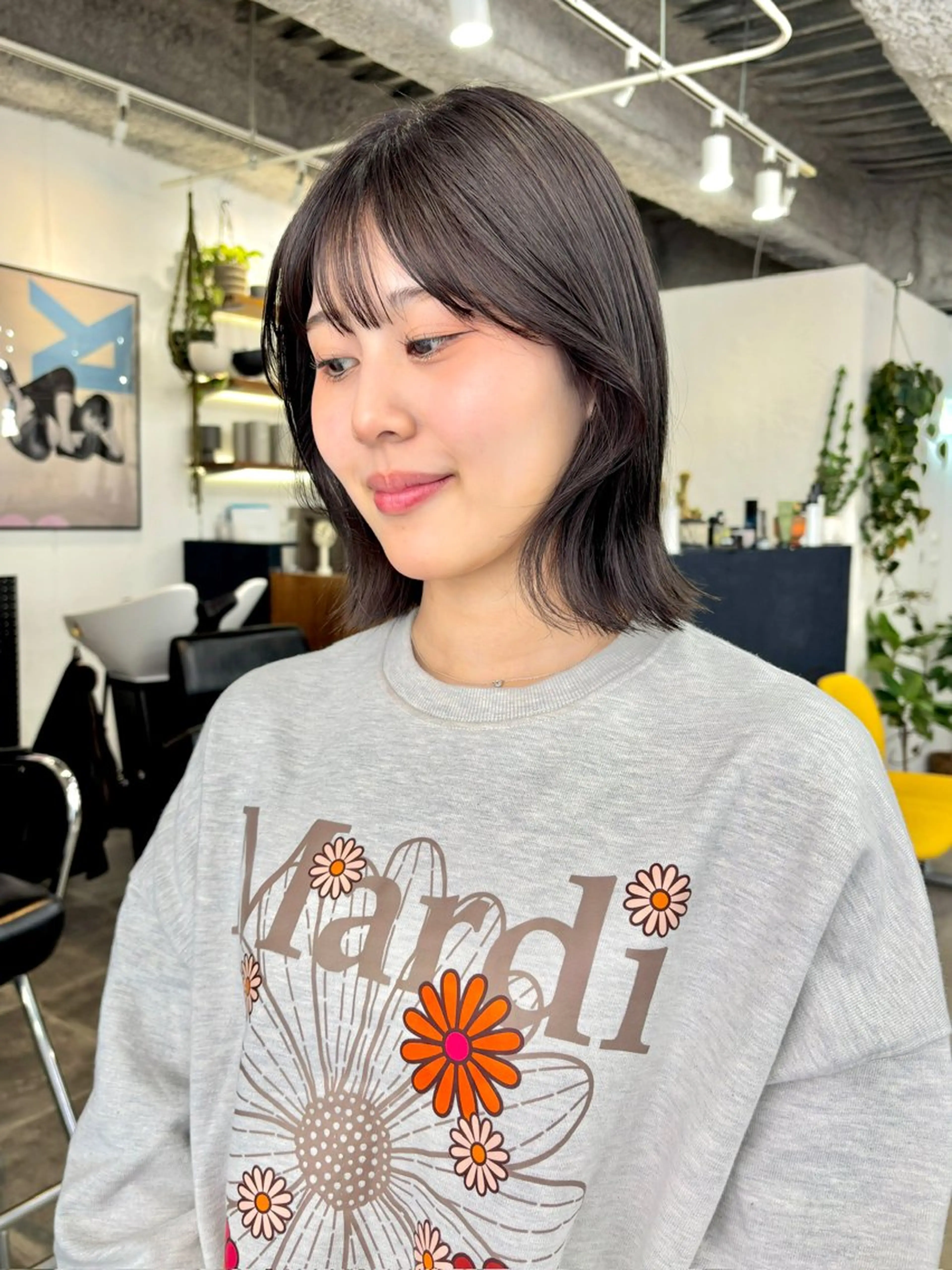 ミディアム カラー ブリーチ ブラウンカラー カシス 透明感カラー グレージュ 暖色カラー/天神/ ヘイマサクラのヘアスタイル