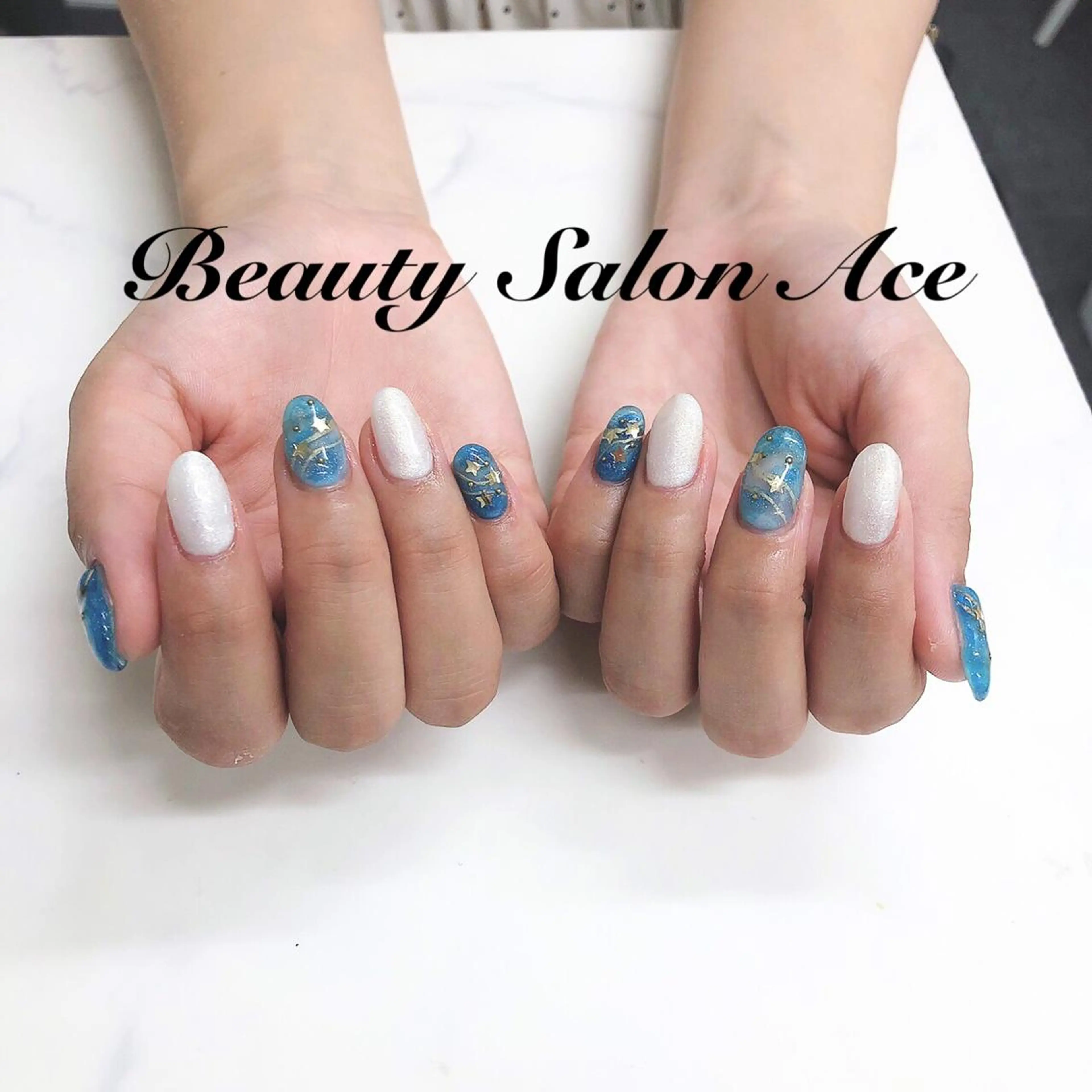 ネイル アートネイル ブルー ジェルネイル メンズネイル 夏ネイル ハンドネイル ハンドケア 池袋フィルイン Ace♡Nailのネイルデザイン