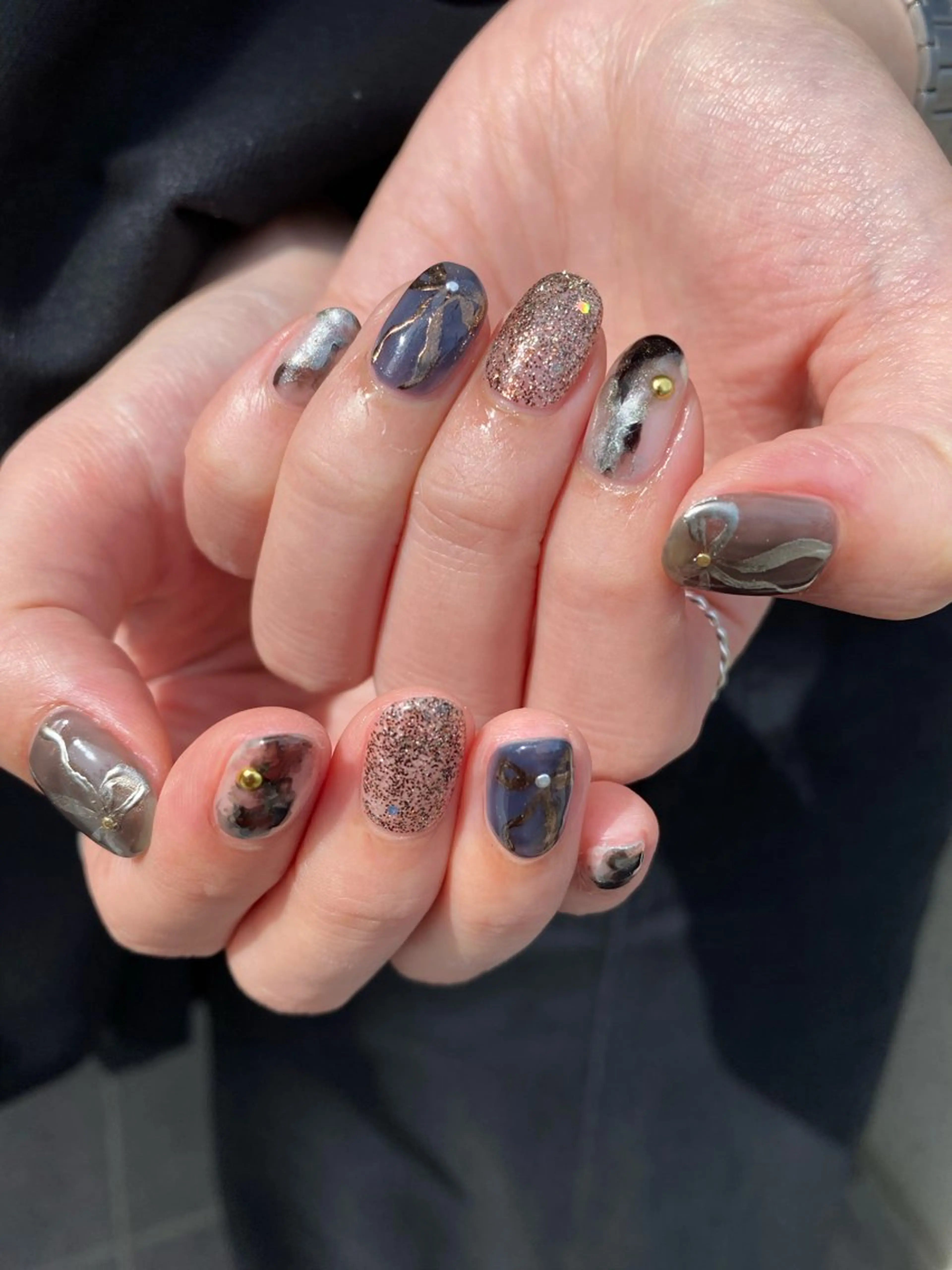 ネイル ジェルネイル マグネットネイル ニュアンスネイル ワンカラーネイル パラジェル ハンドネイル 草加ニュアンスネイル 🌚hersのネイルデザイン