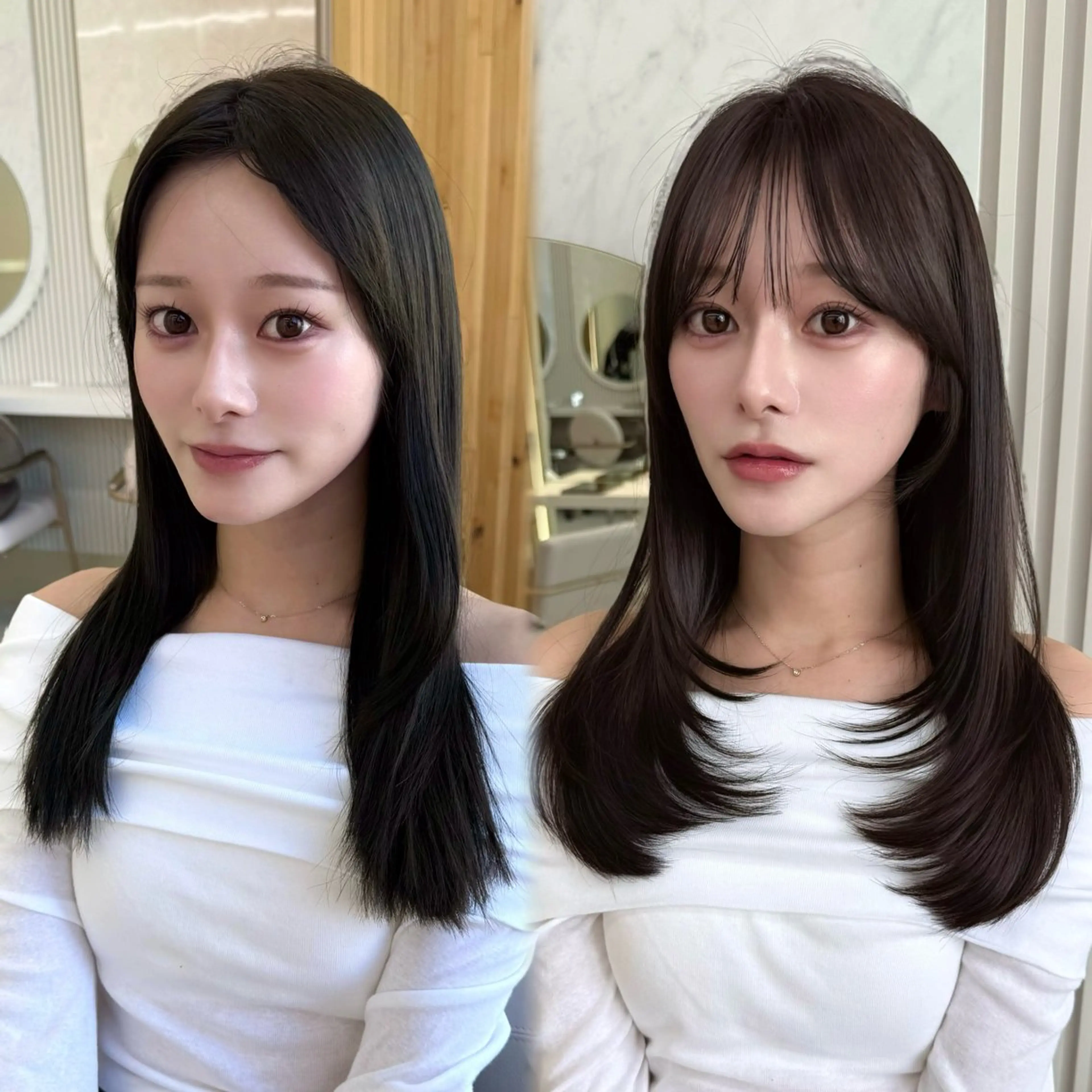 セミロング カラー 似合わせレイヤー/ 透明感カラーのヘアスタイル