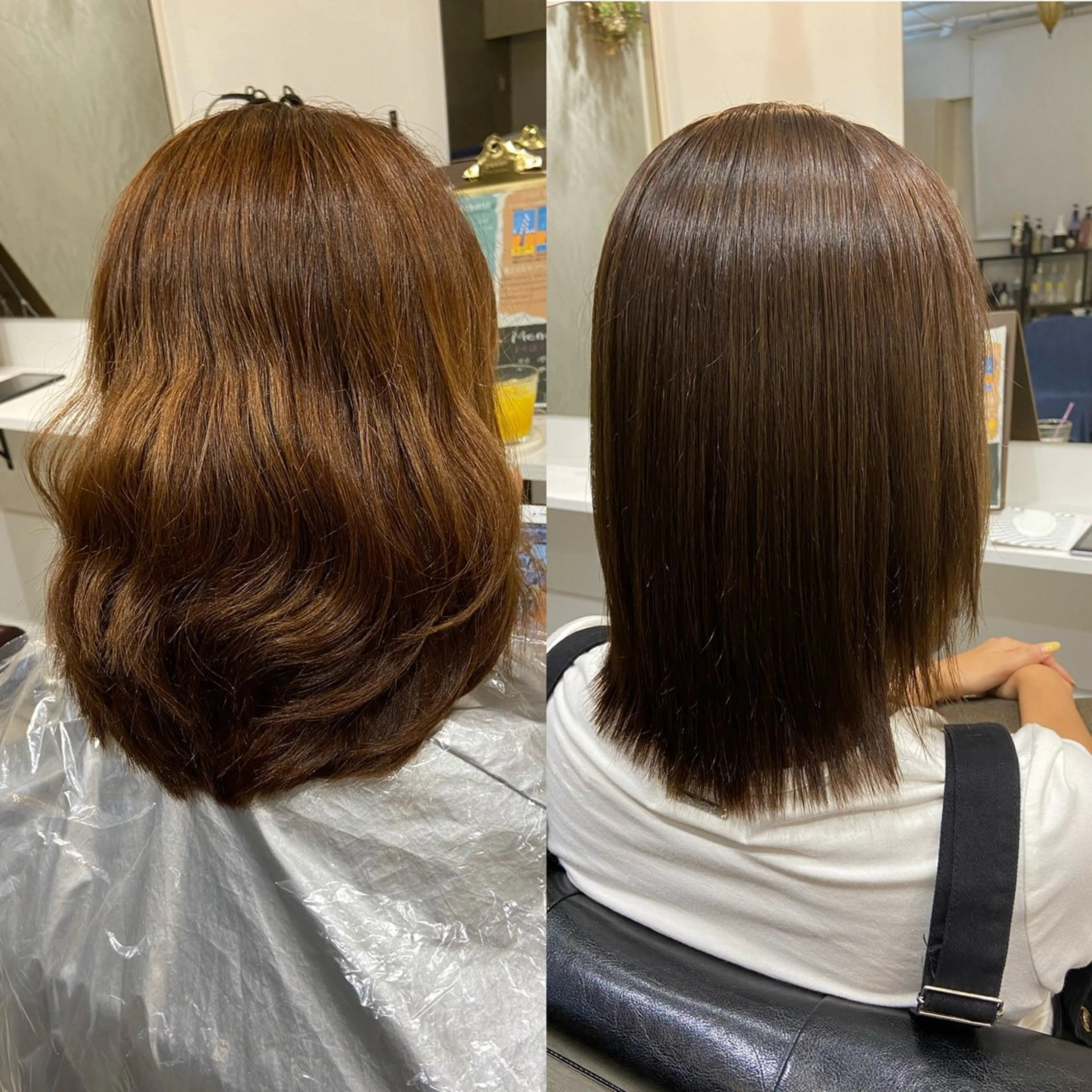 ミディアム 髪質改善 縮毛矯正 トリートメント 酸性ストレート 酸熱トリートメント 薗部 創生のヘアスタイル