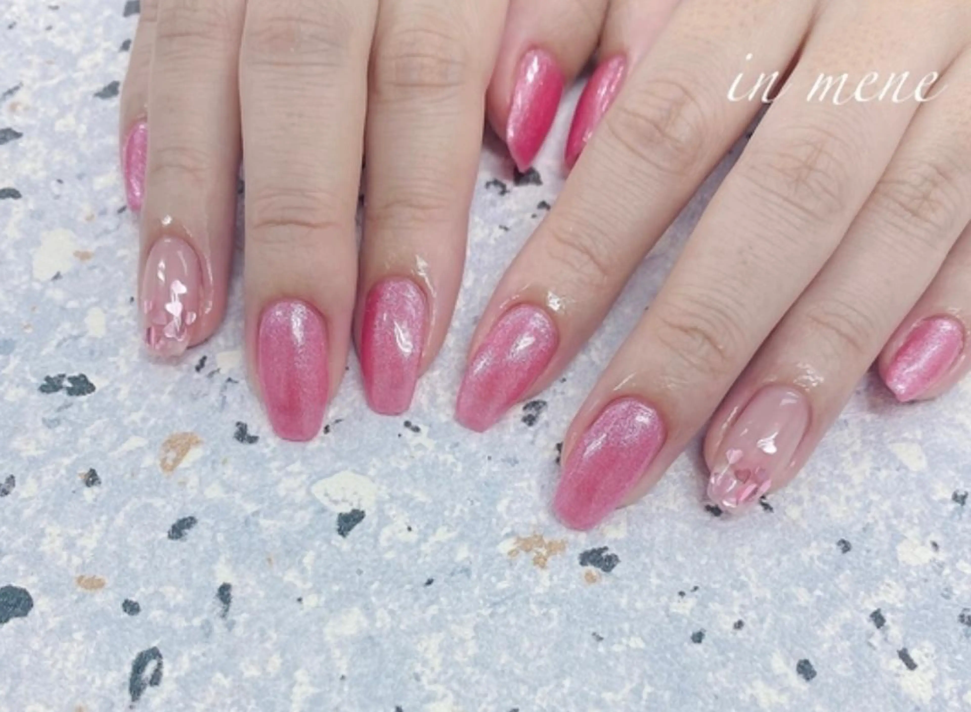 ネイル ハート ピンク ハンドネイル IN MENEのネイルデザイン