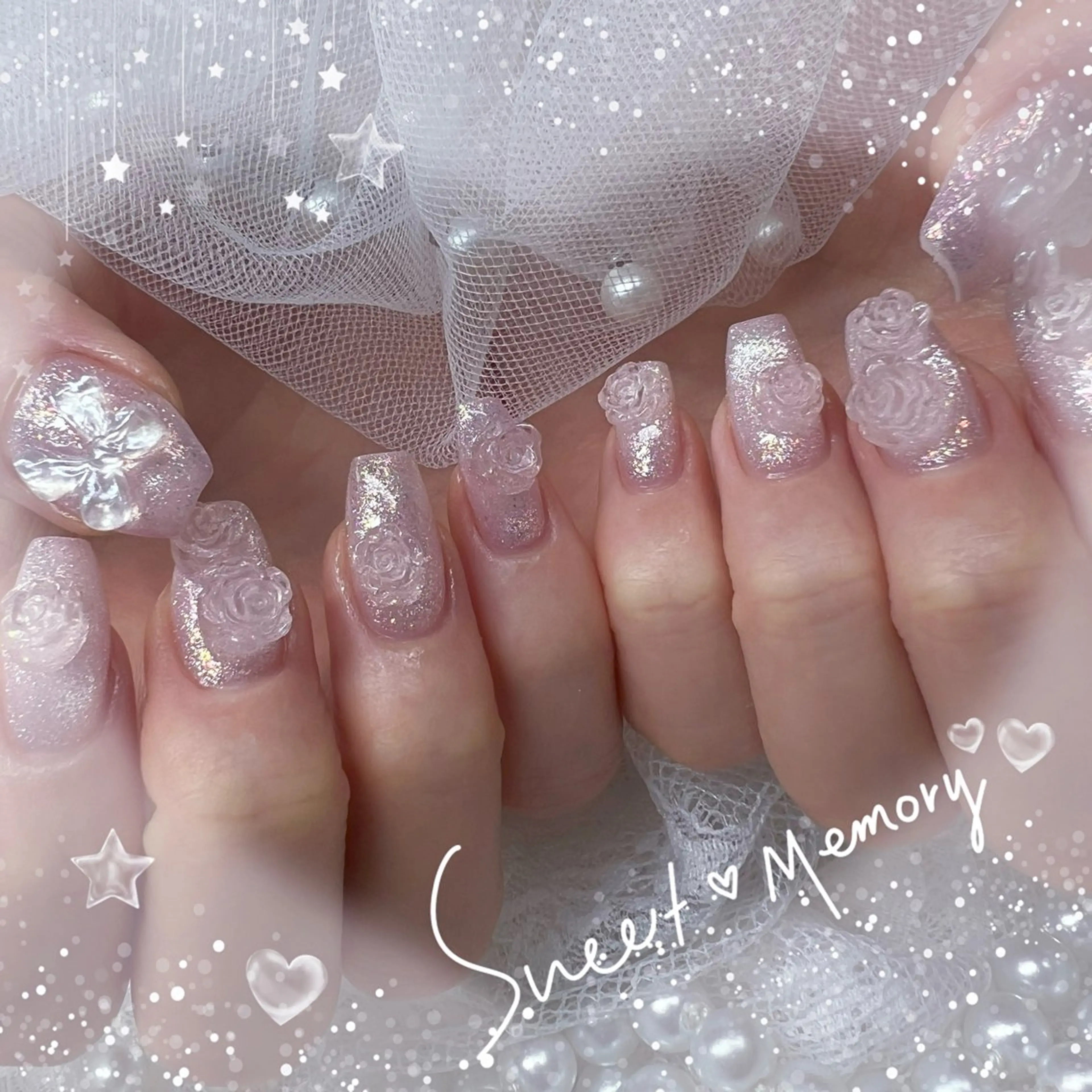 ネイル チークネイル フレンチネイル ガーリー ガラスフレンチ グラデーション ハンドネイル Chill Nailsalonのネイルデザイン