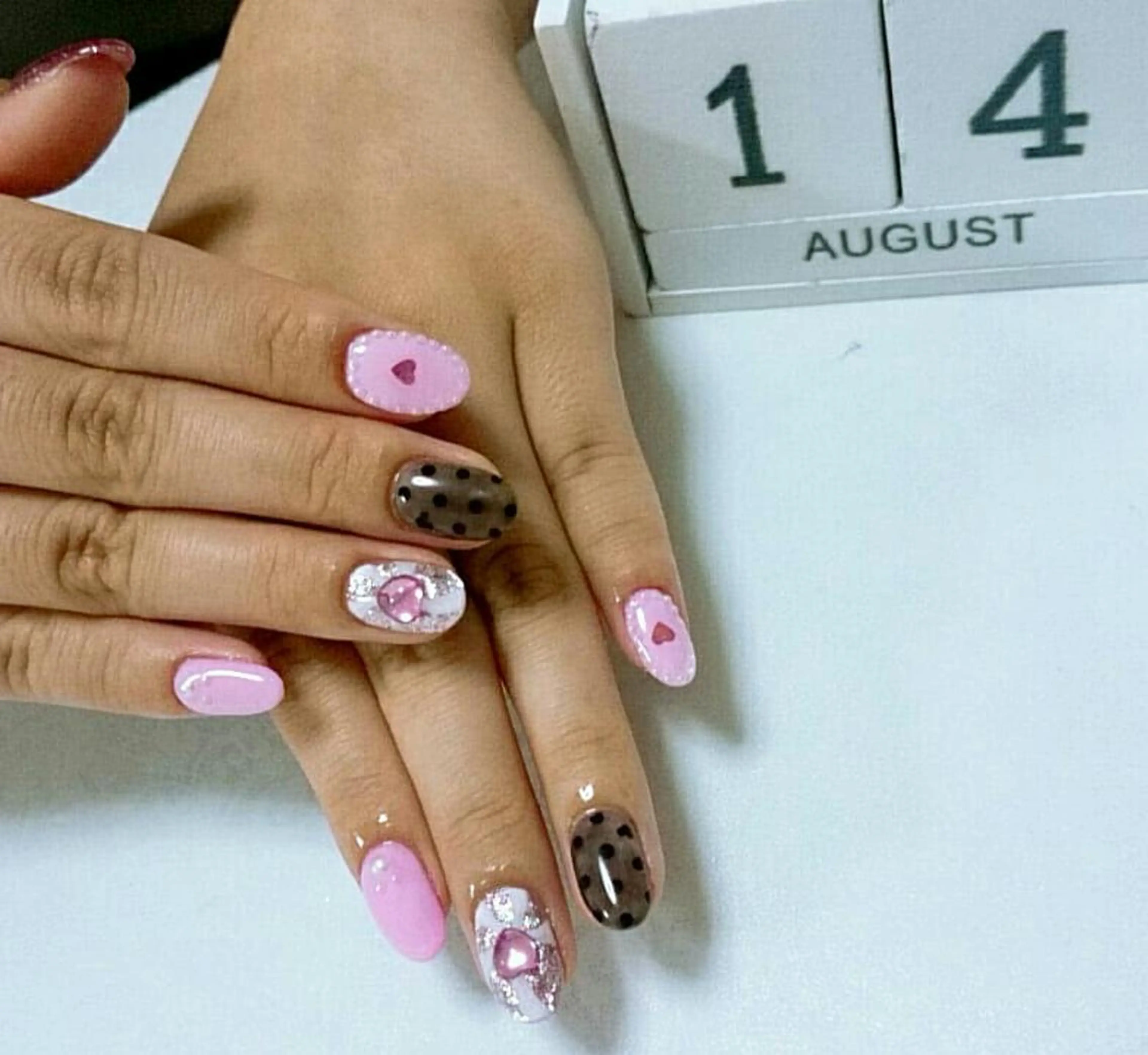 ネイル ドット ハート ハンドネイル JEWEL nailのネイルデザイン