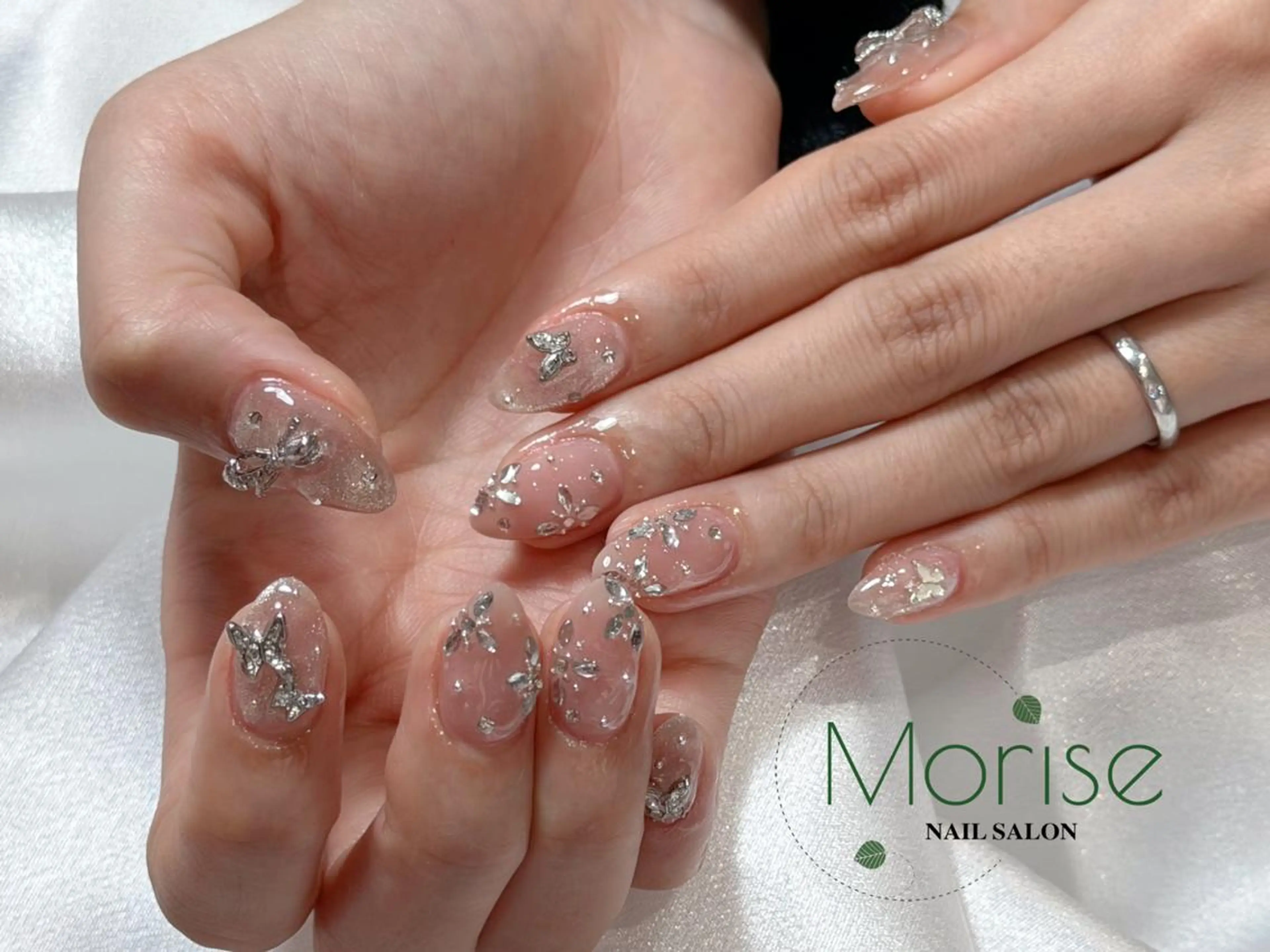 ネイル 長さ出し フレンチネイル ジェルネイル ガラスフレンチ 韓国ネイル MoriseNail Jr研修💜はるかのネイルデザイン