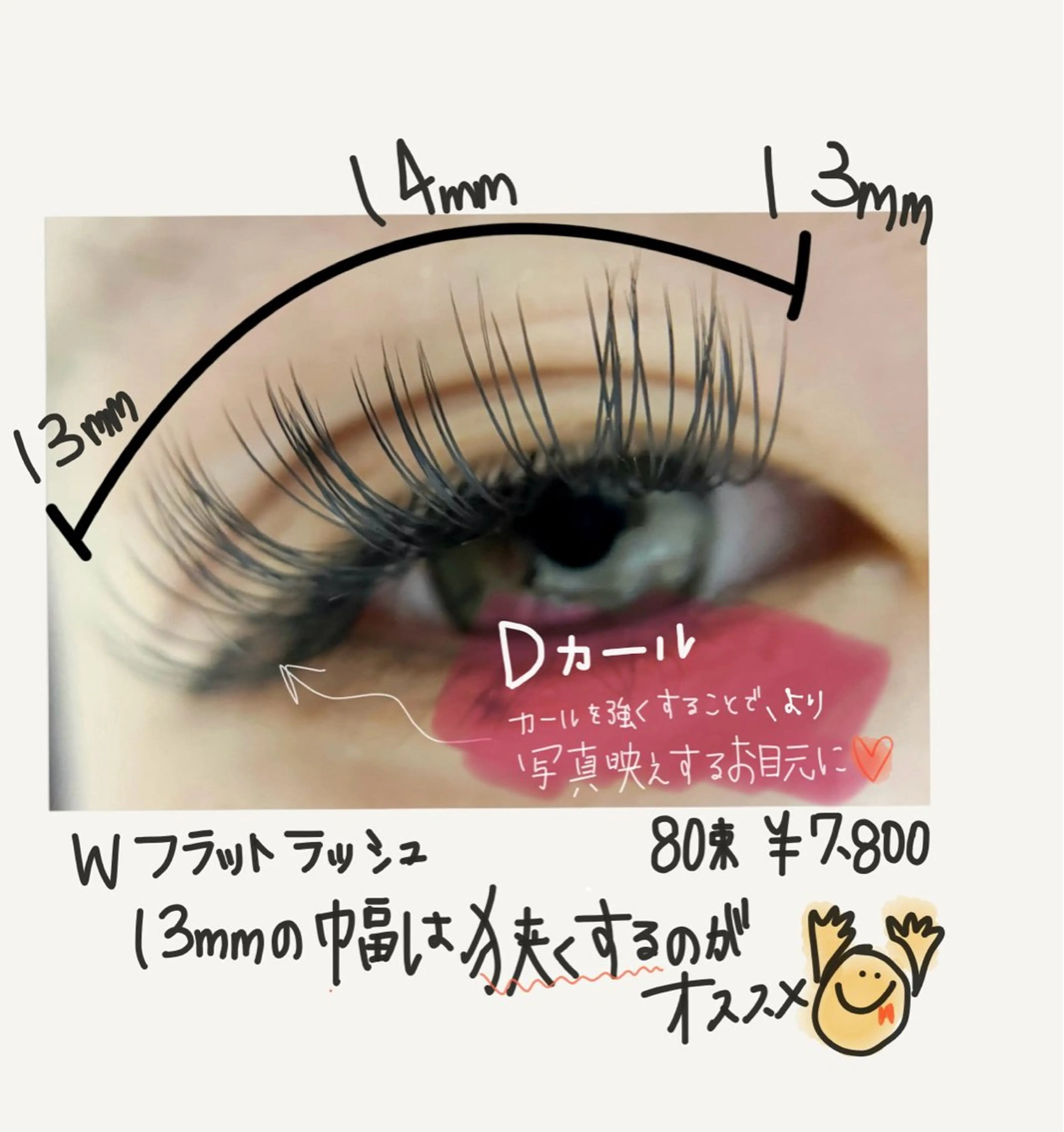 マツエク・マツパ バインドロック キュート Dカール フラットラッシュ Plume micoのマツエク・マツパデザイン