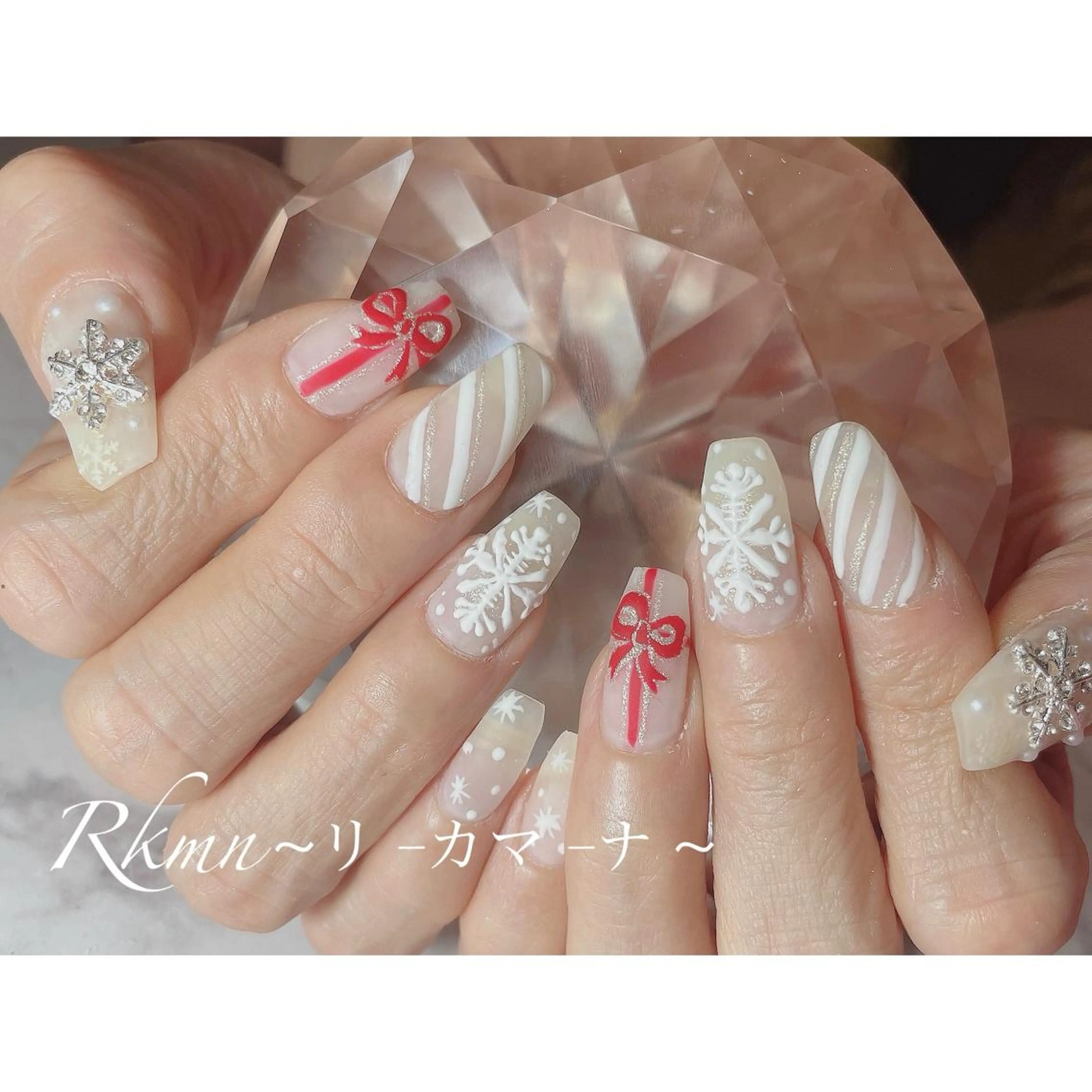 ネイル アートネイル マットネイル リボン 春ネイル ホワイト ハンドネイル フットネイル ハンドケア Rkmn ~リ-カマ-ナ~のネイルデザイン