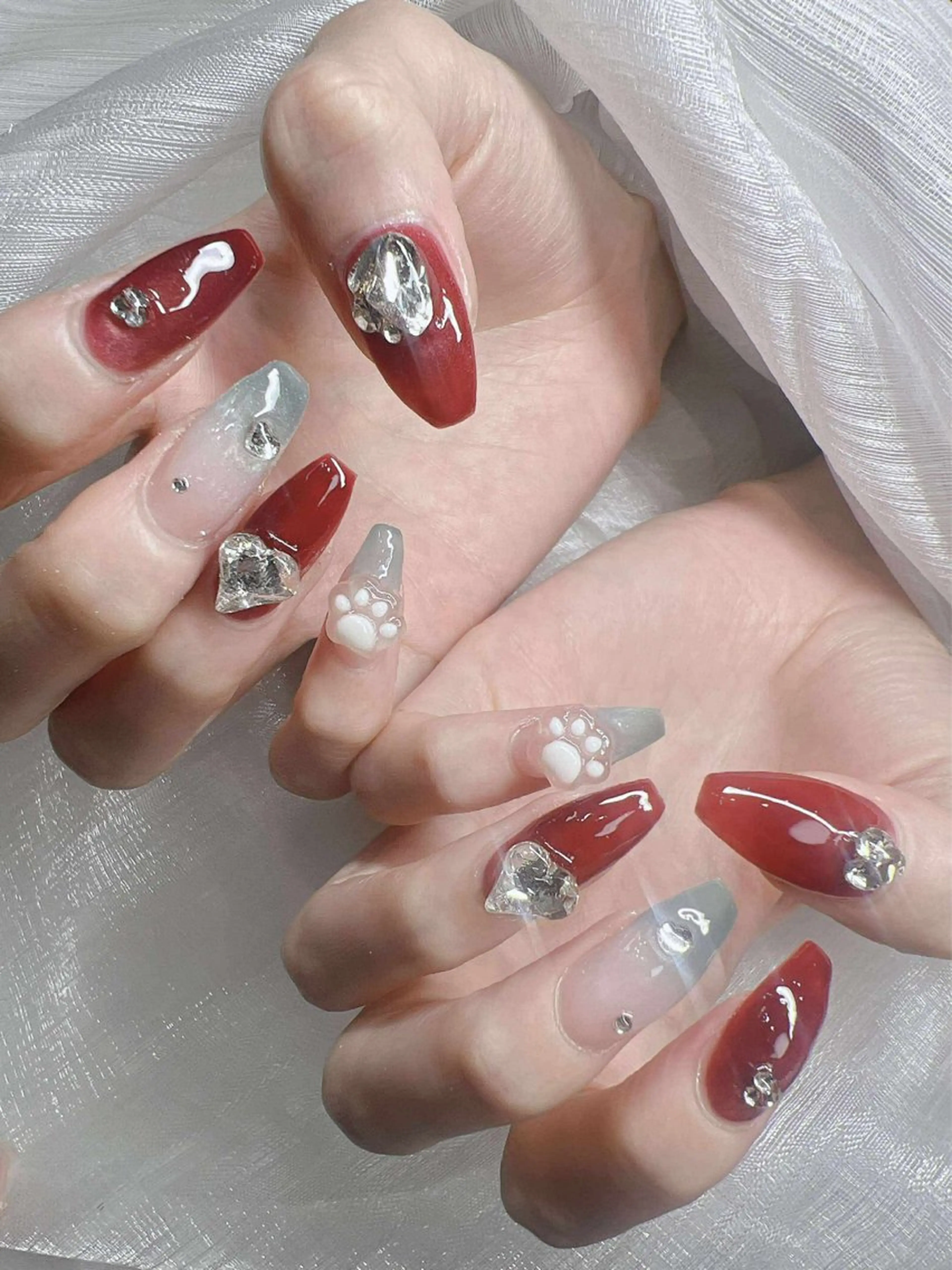 ネイル 長さ出し グラデーション 卒業式 キラキラネイル マグネットネイル ハンドネイル Lee Nailsのネイルデザイン