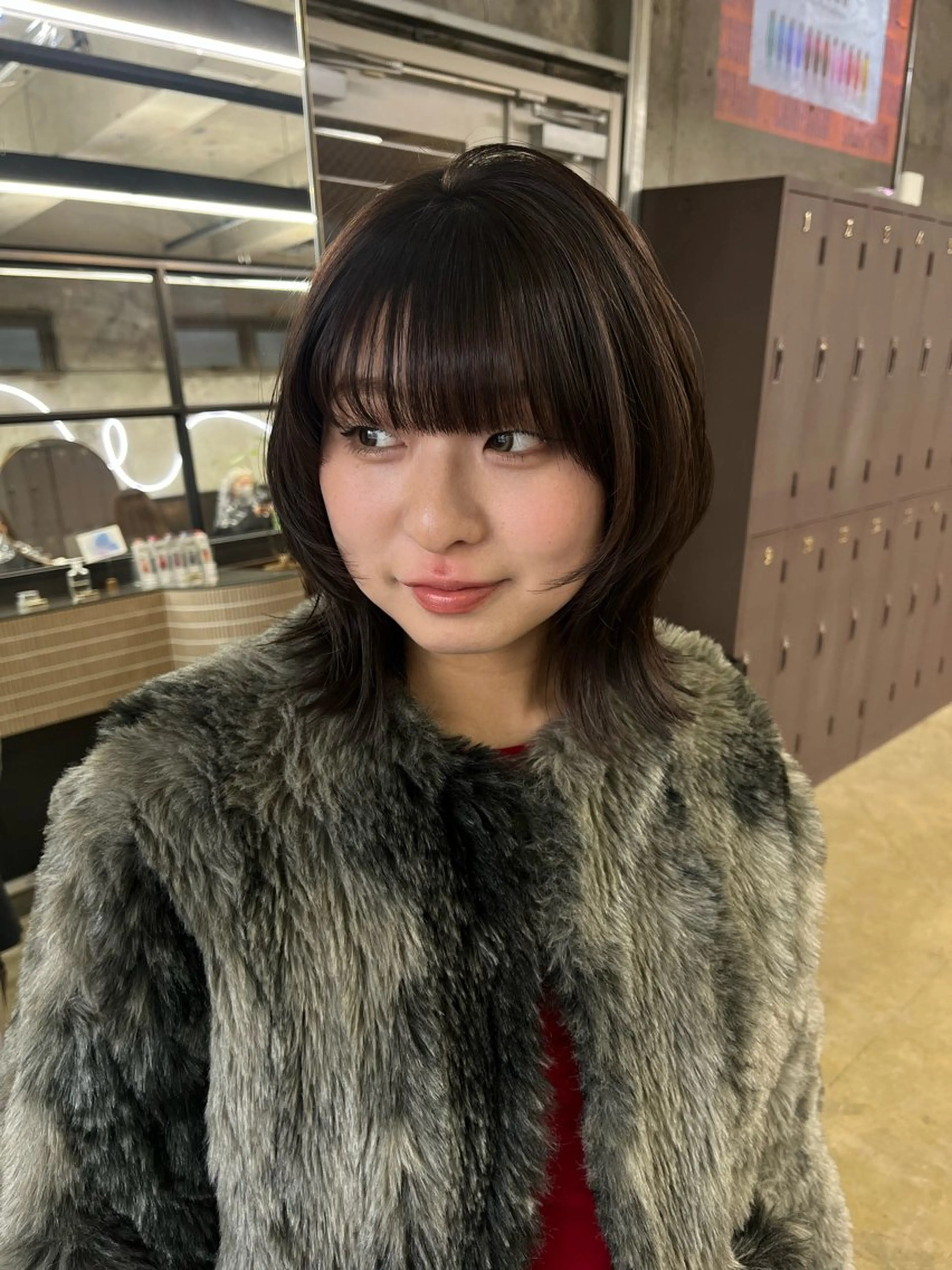 ミディアム カット オリーブ/レイヤー/ 酸性ストレート/ゆなのヘアスタイル