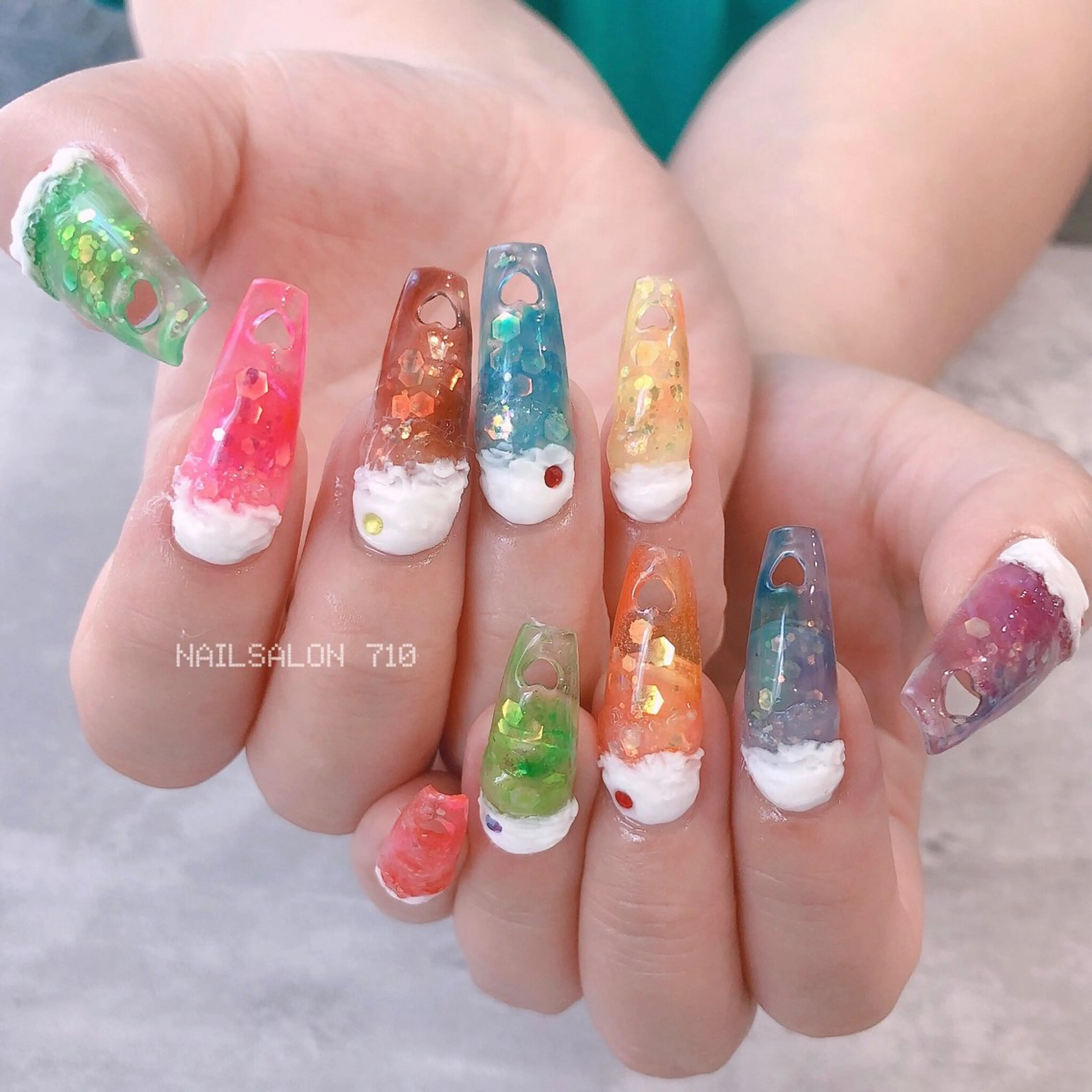 ネイル ハート スカルプネイル ナナイチゼロ I.Naoのネイルデザイン