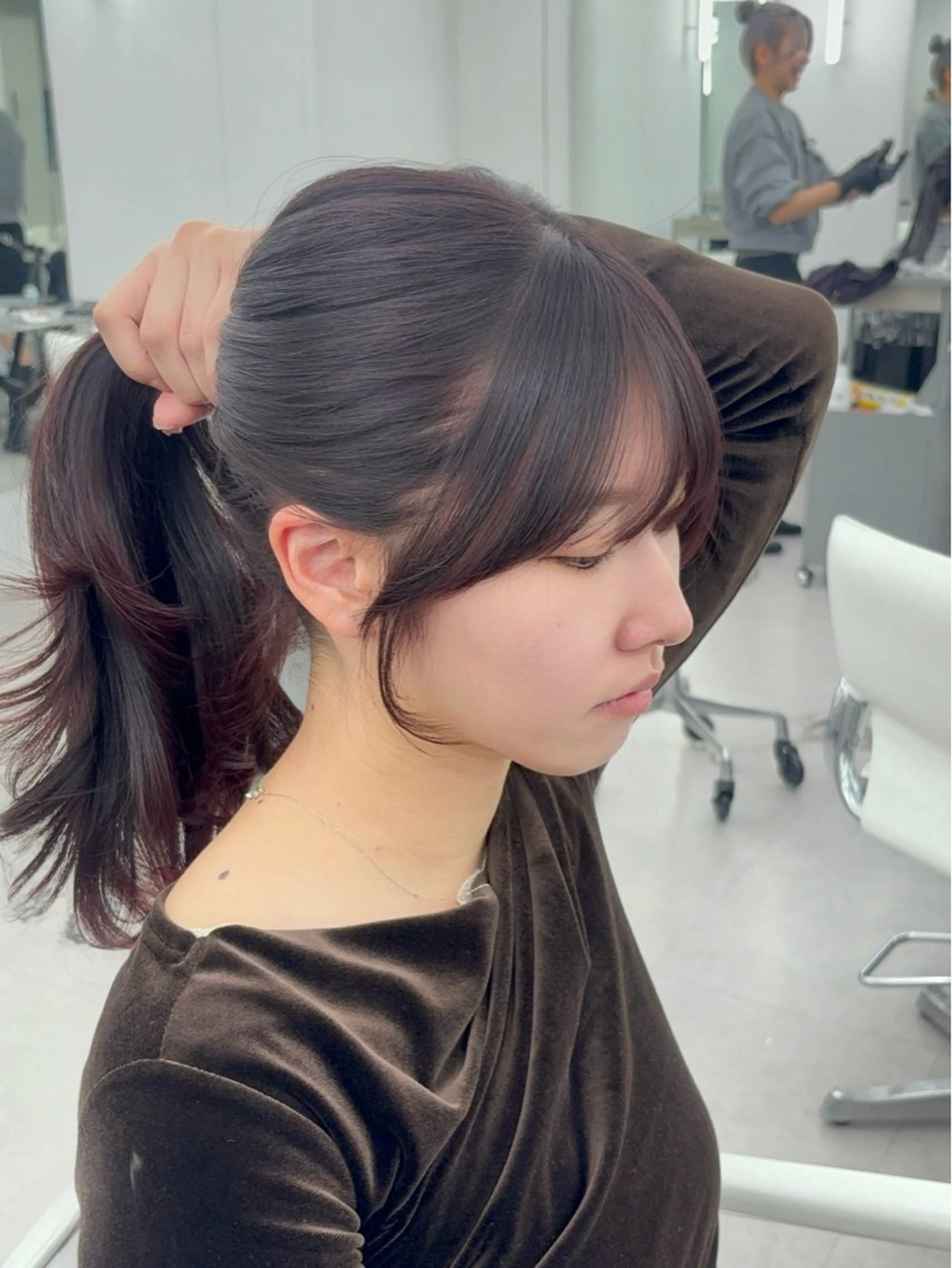 ロング カラー レイヤーカット 小顔カット カット ヘアカラー トリートメント 韓国ヘア/レイヤー/ 顔まわり足立遥奈のヘアスタイル