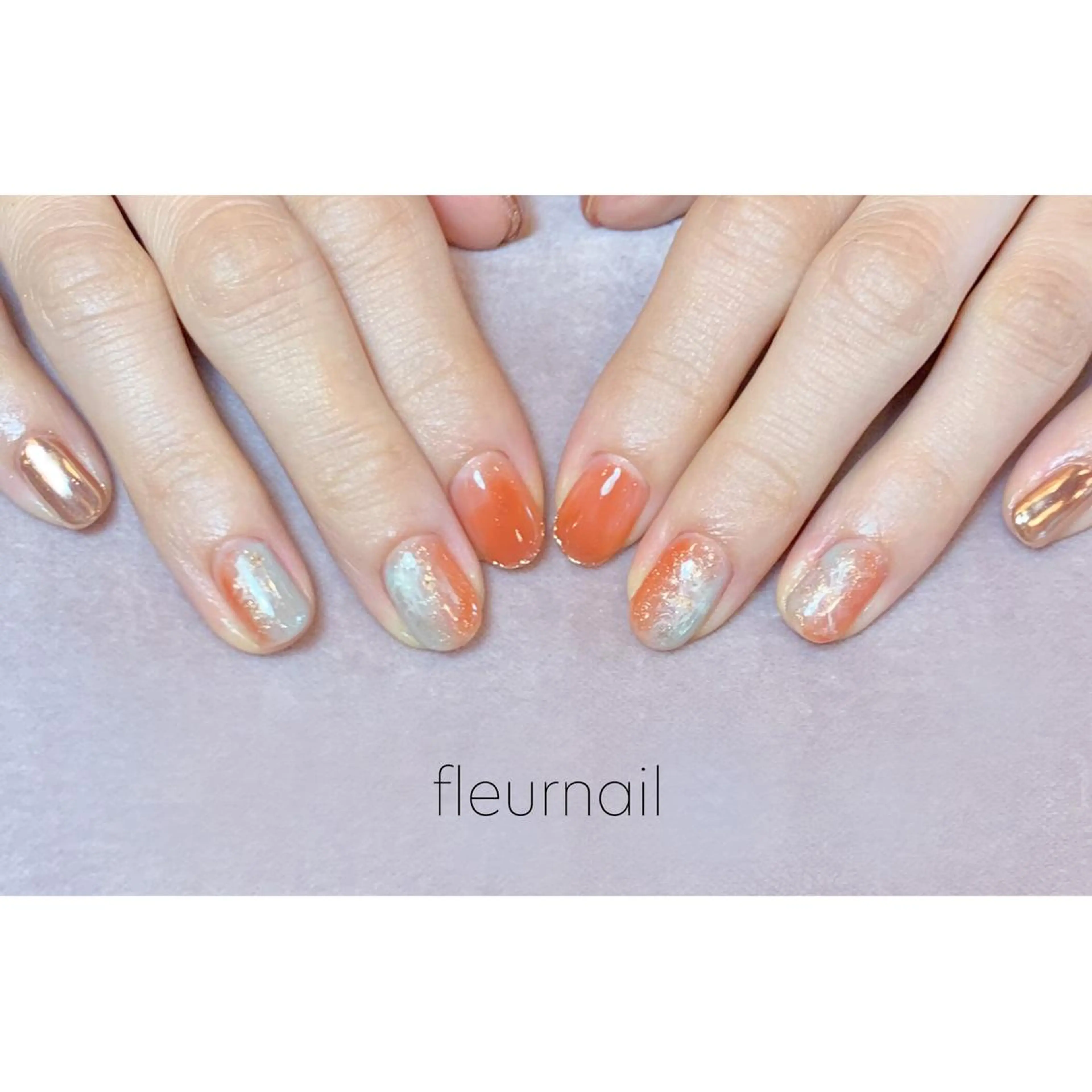 ネイル ブルー 成人式 長さ出し ジェルネイル ゴールド ハンドネイル fleurnail miuraのネイルデザイン