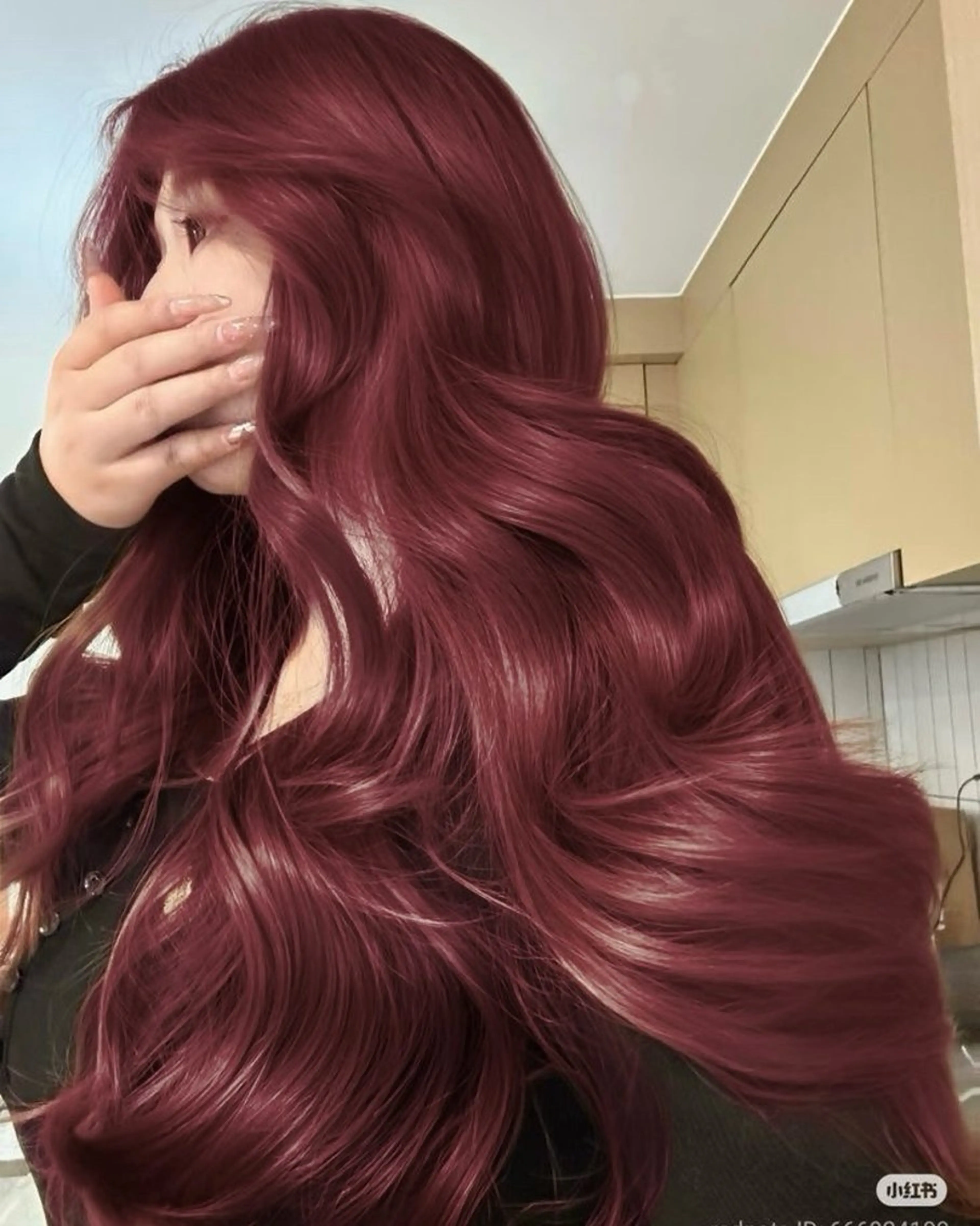 ロング カラー ヘアアレンジ ケアカラー ロング ヘアカラー 🩶学生指名No.1 レッド・ボルドー🩶のヘアスタイル