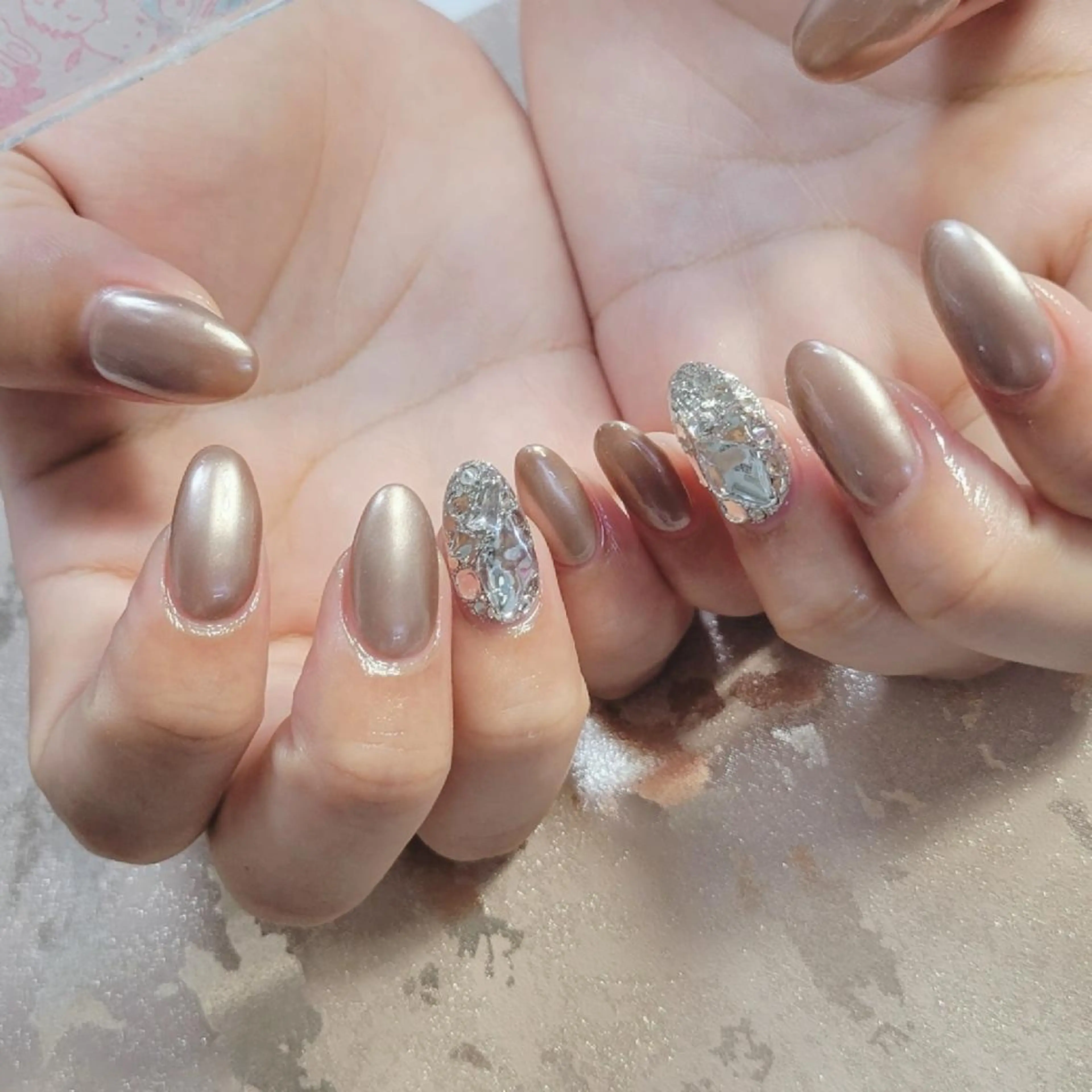 ネイル ミラーネイル ハンドネイル ネイルサロンほっこり kanaのネイルデザイン