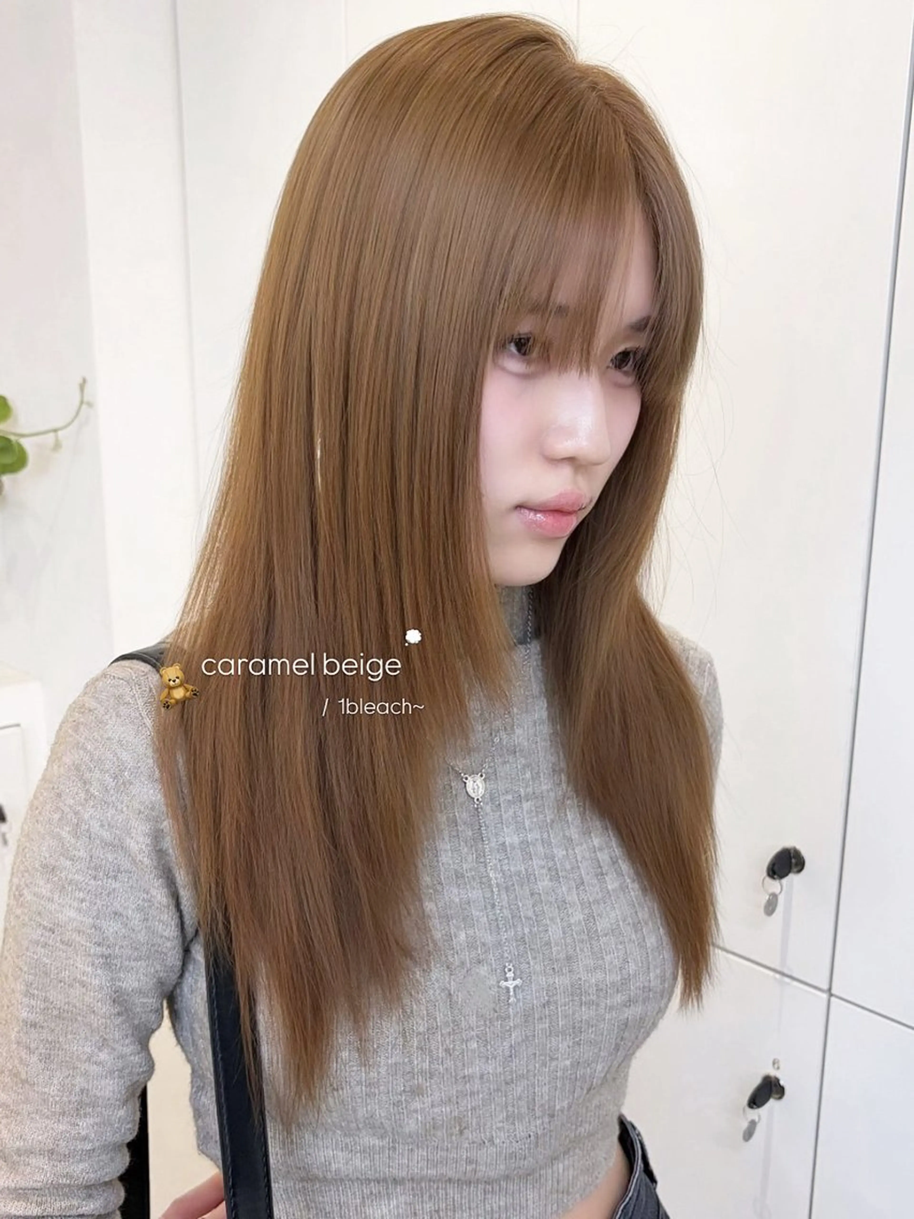 ロング カラー ヘアアレンジ ヘアカラー トリートメント ヘアセット 透け感ベージュ🤎 韓国ヘアtakutoのヘアスタイル