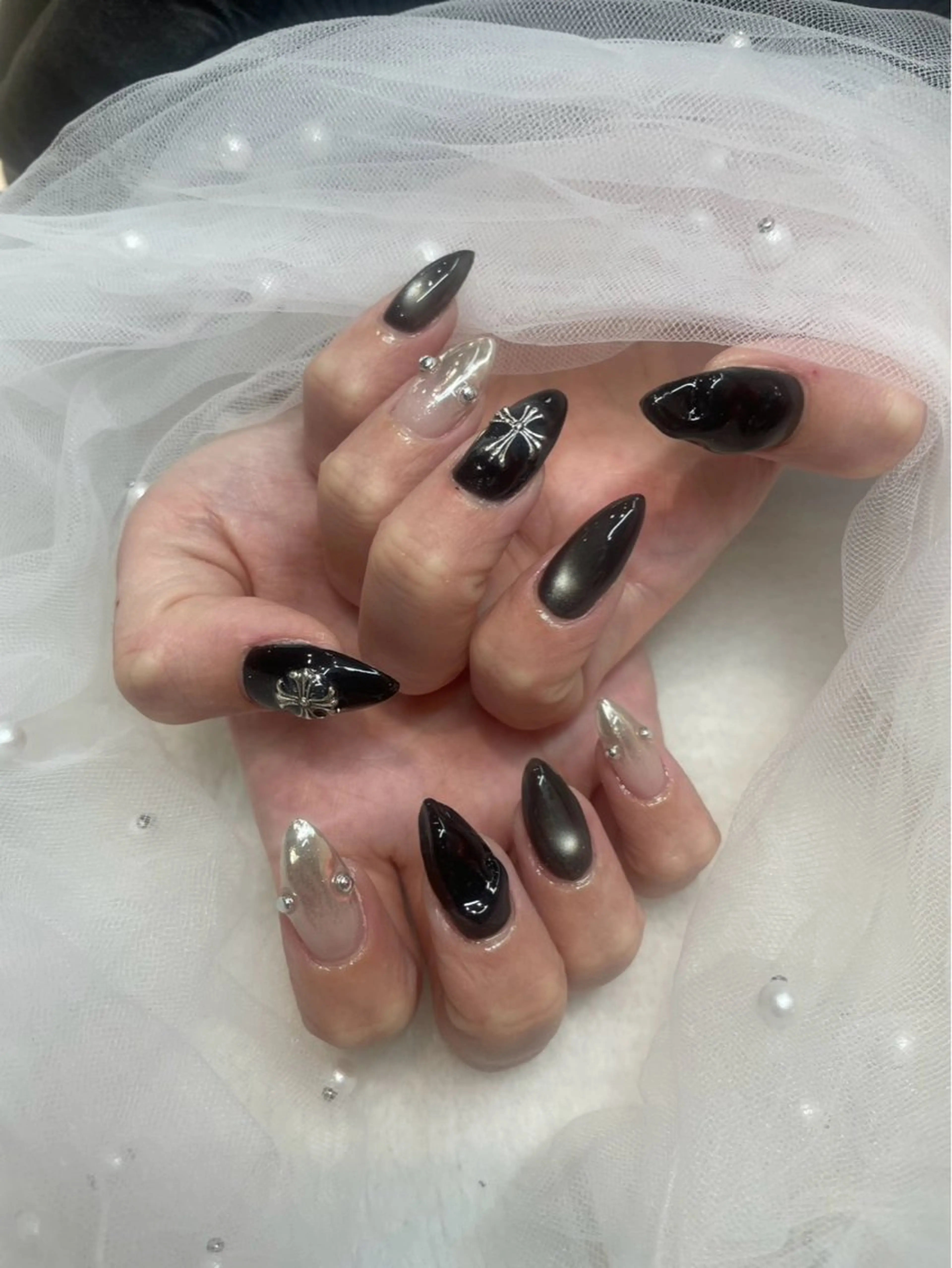 ネイル I-nailロング /ワンホン/キラキラのネイルデザイン