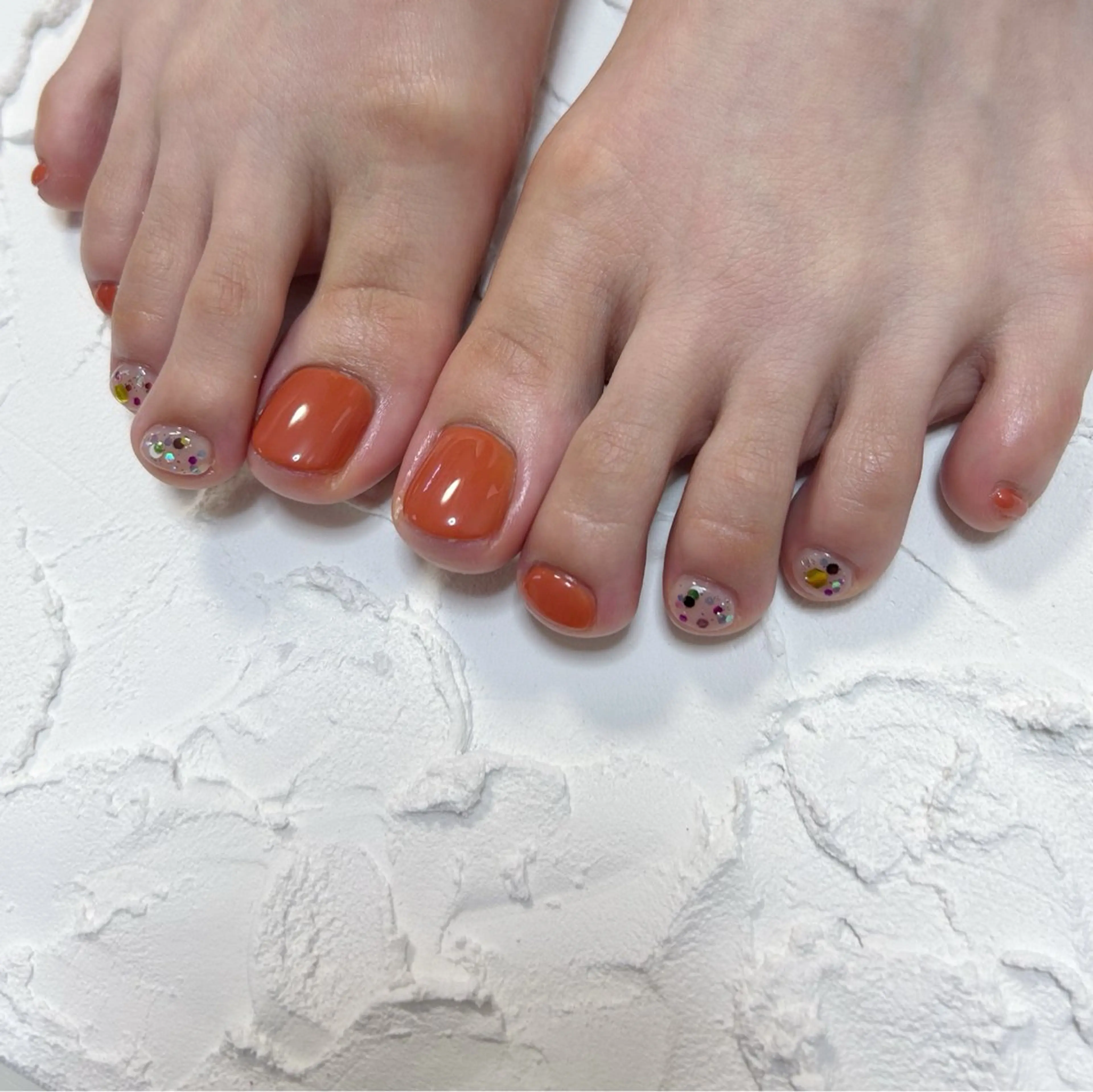 footネイル👣【10本art👩🏻‍🎨】【ワンカラー部分は2色まで選択可‍】の写真