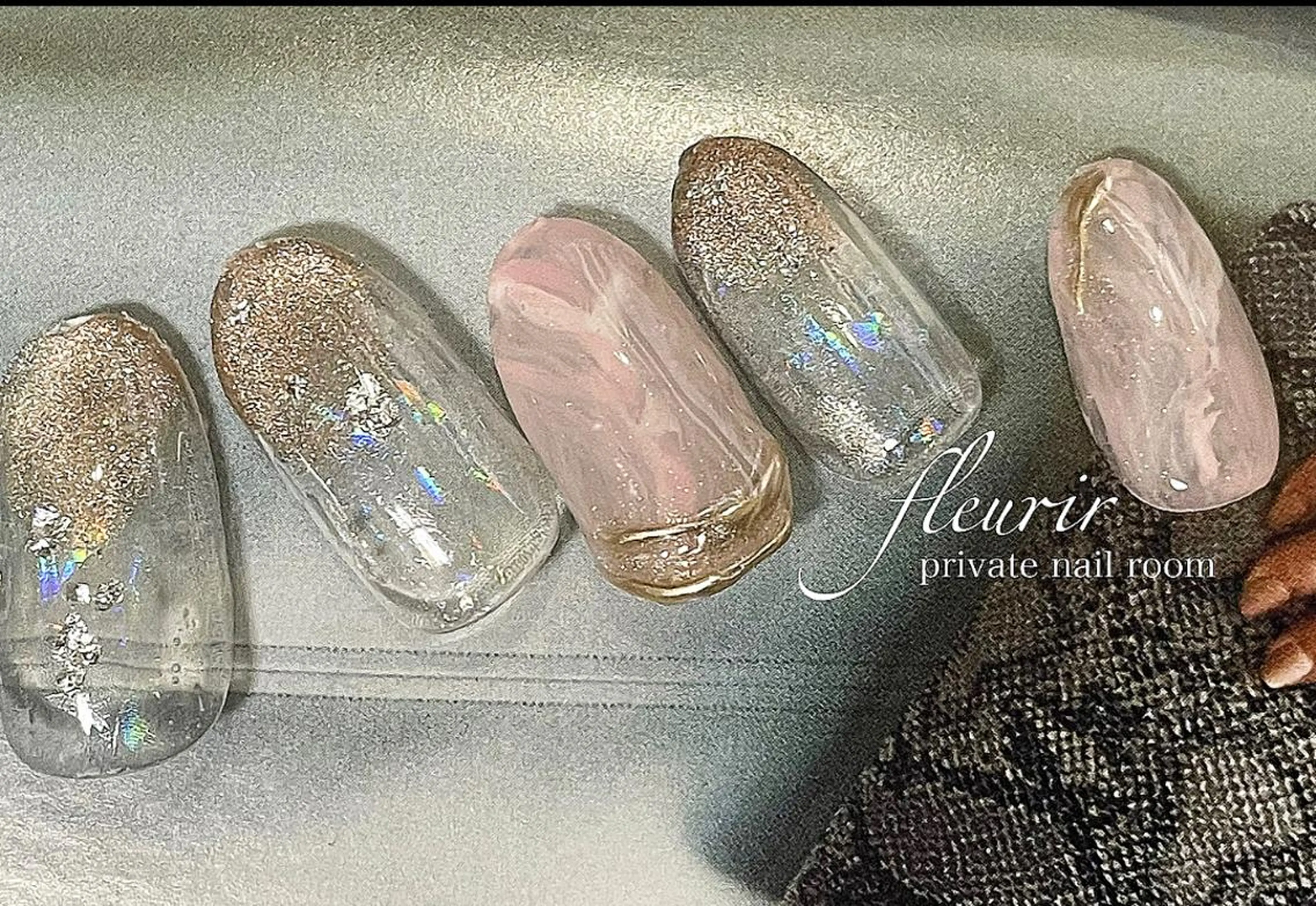 ネイル アートネイル オーロラネイル クリアネイル 長さ出し フレンチネイル フルリール 【プライベートサロンのネイルデザイン