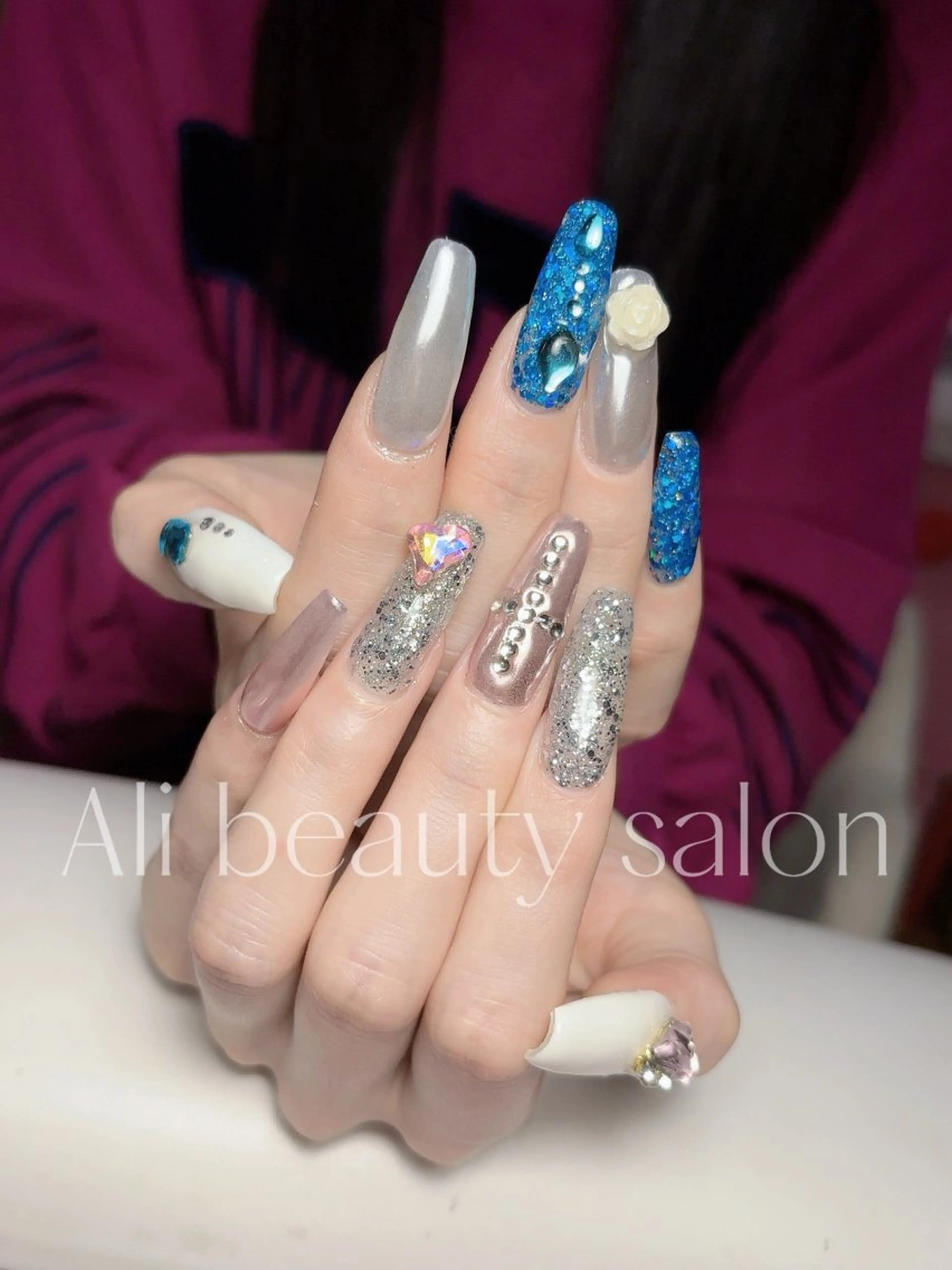 ネイル ミラーネイル 持ち込み ハンドネイル Ali 新小岩 ネイル専門のネイルデザイン