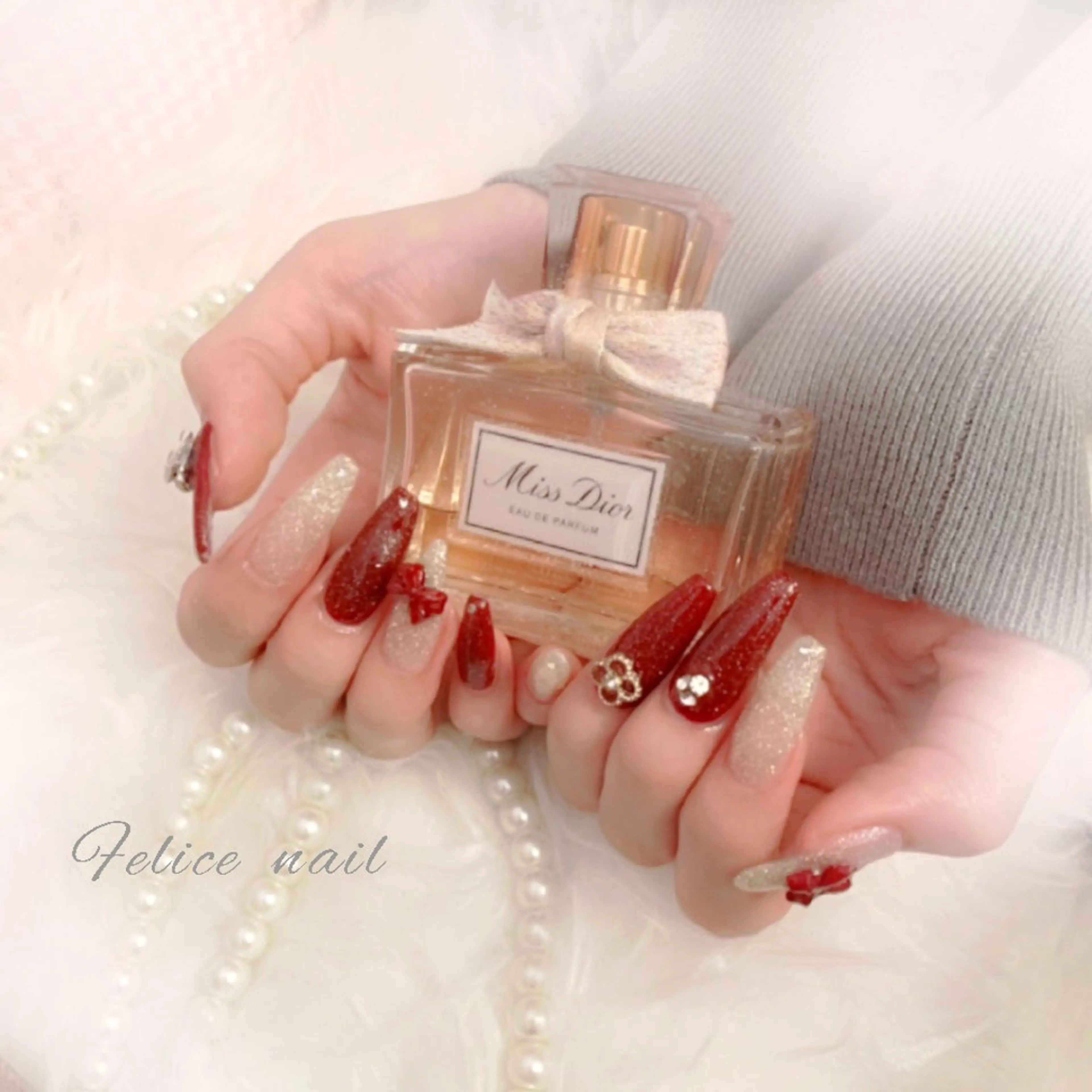 ネイル ボルドー フラッシュネイル ワンホンネイル felice nailのネイルデザイン