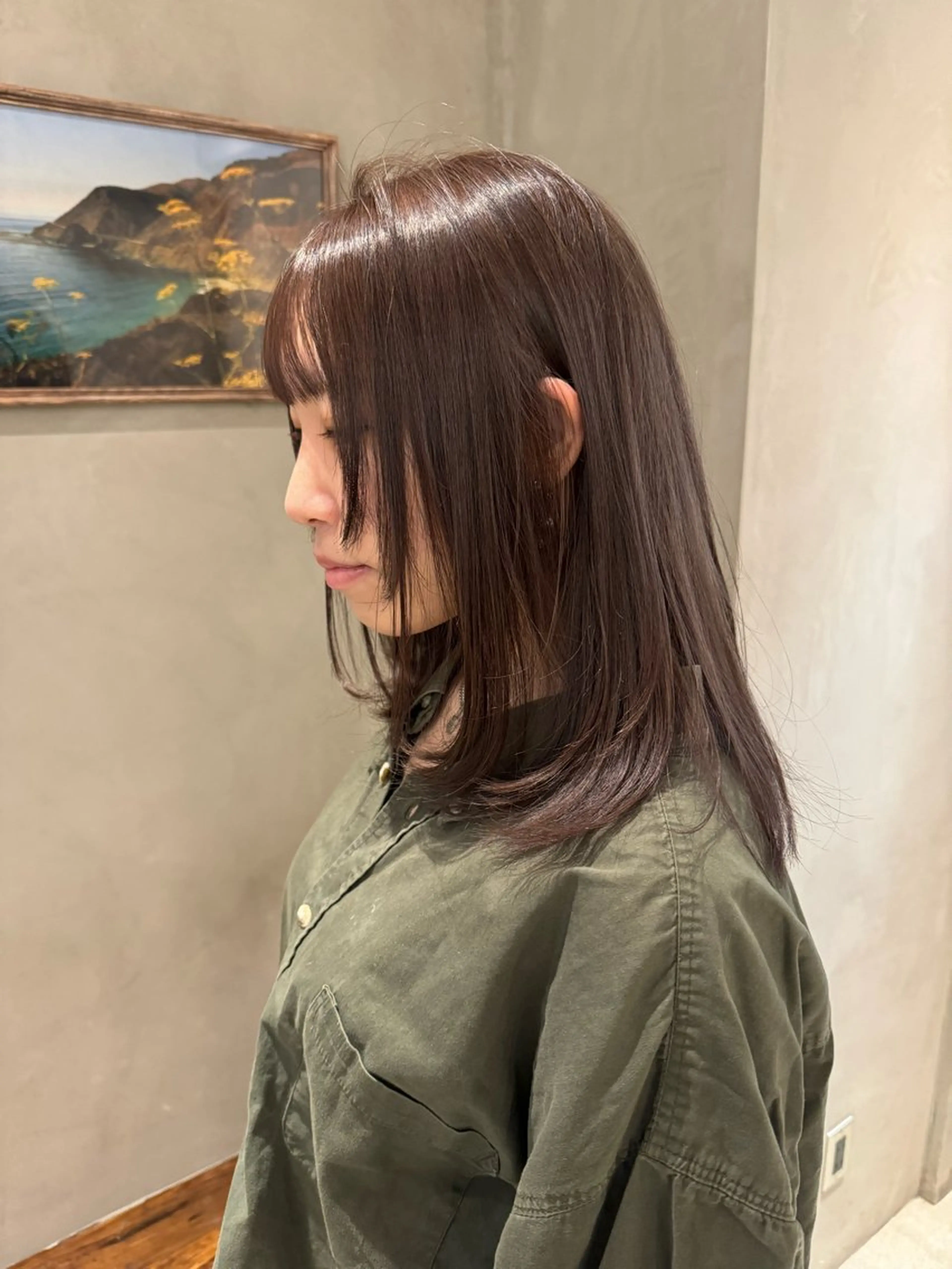 セミロング ヘアカラー トリートメント 顔周りカット・相談 レイヤーも◎しずくのヘアスタイル