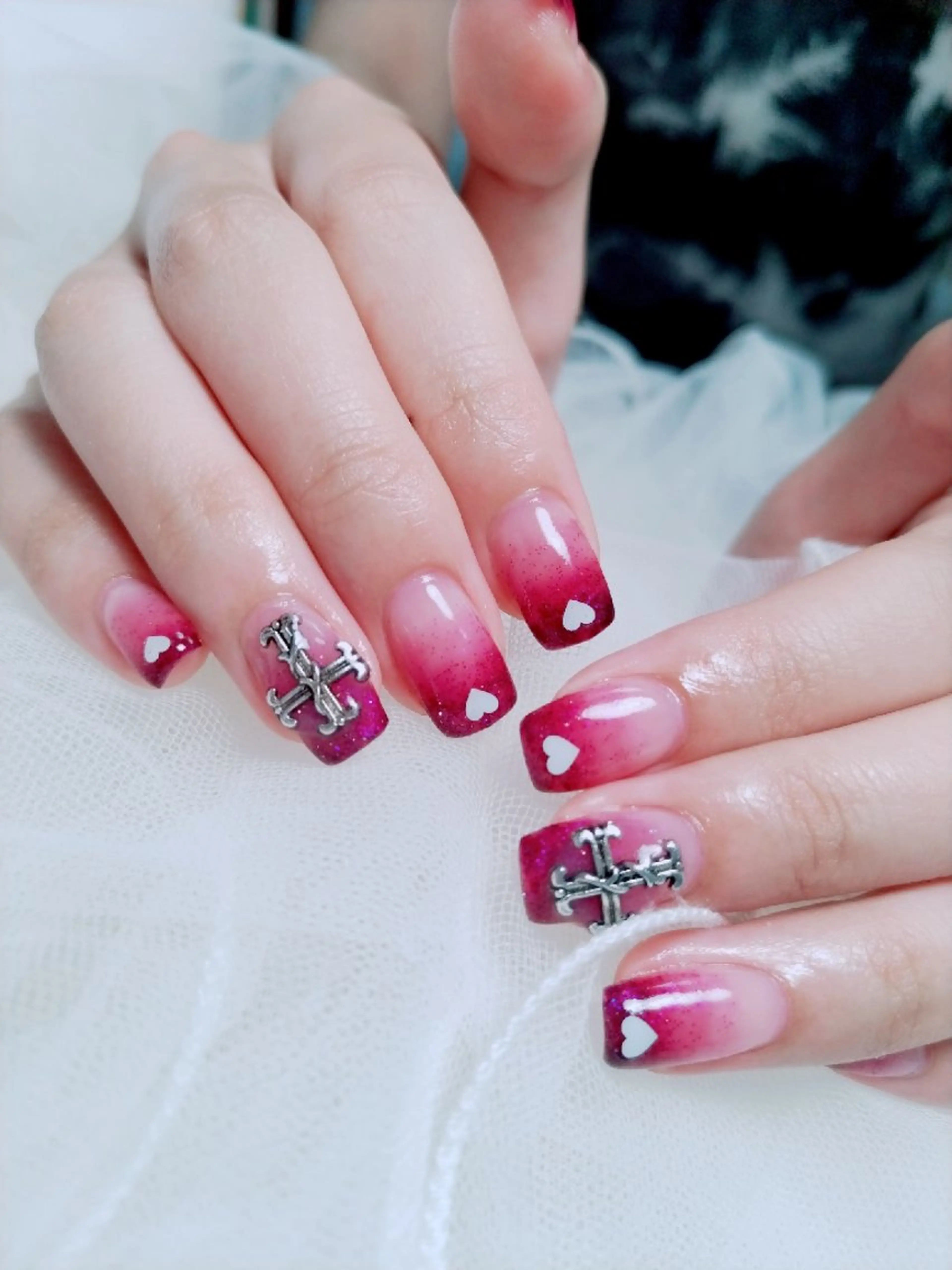 ネイル ハート ハンドネイル 門戸厄神プライベートサロンulunail所属・ulunail mikaのネイルデザイン