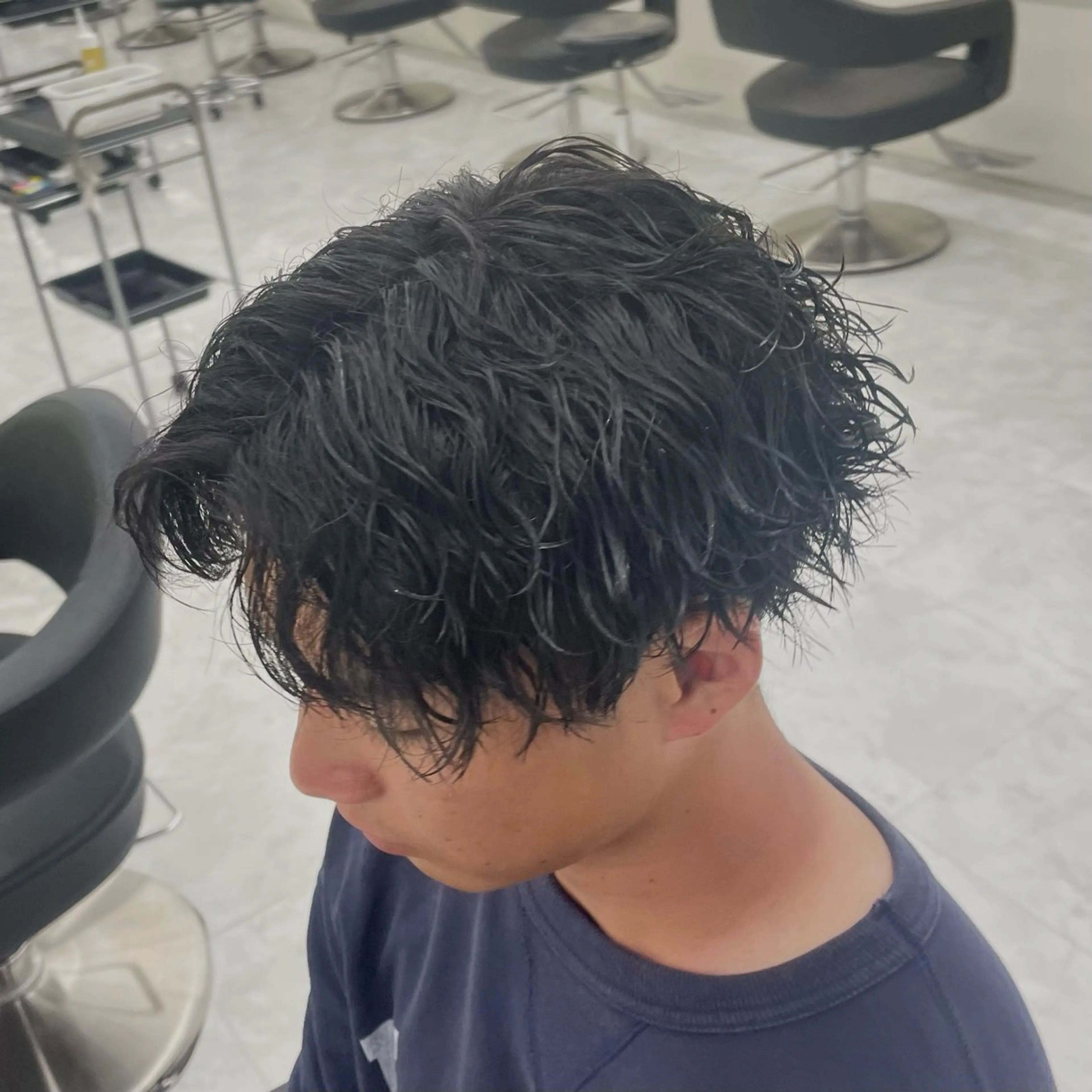 パーマ メンズ カット パーマ 🦋色落ち綺麗カラー メンズYUZU🦋‪のヘアスタイル
