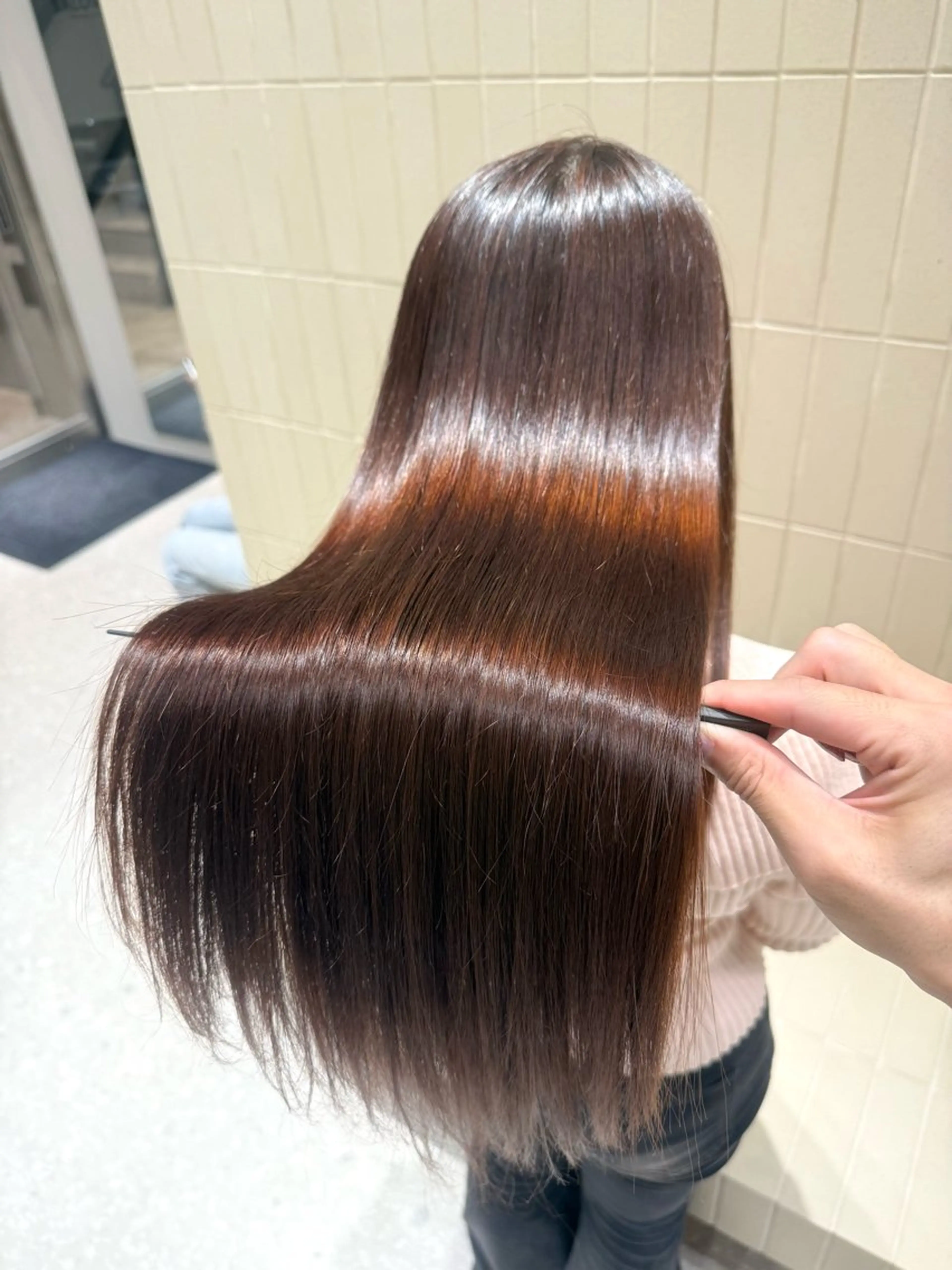 ロング パーマ ヘアアレンジ 髪質改善 縮毛矯正 ストレートパーマ 縮毛矯正 トリートメント 縮毛矯正/髪質改善/ ブリーチ毛/木元渓太のヘアスタイル