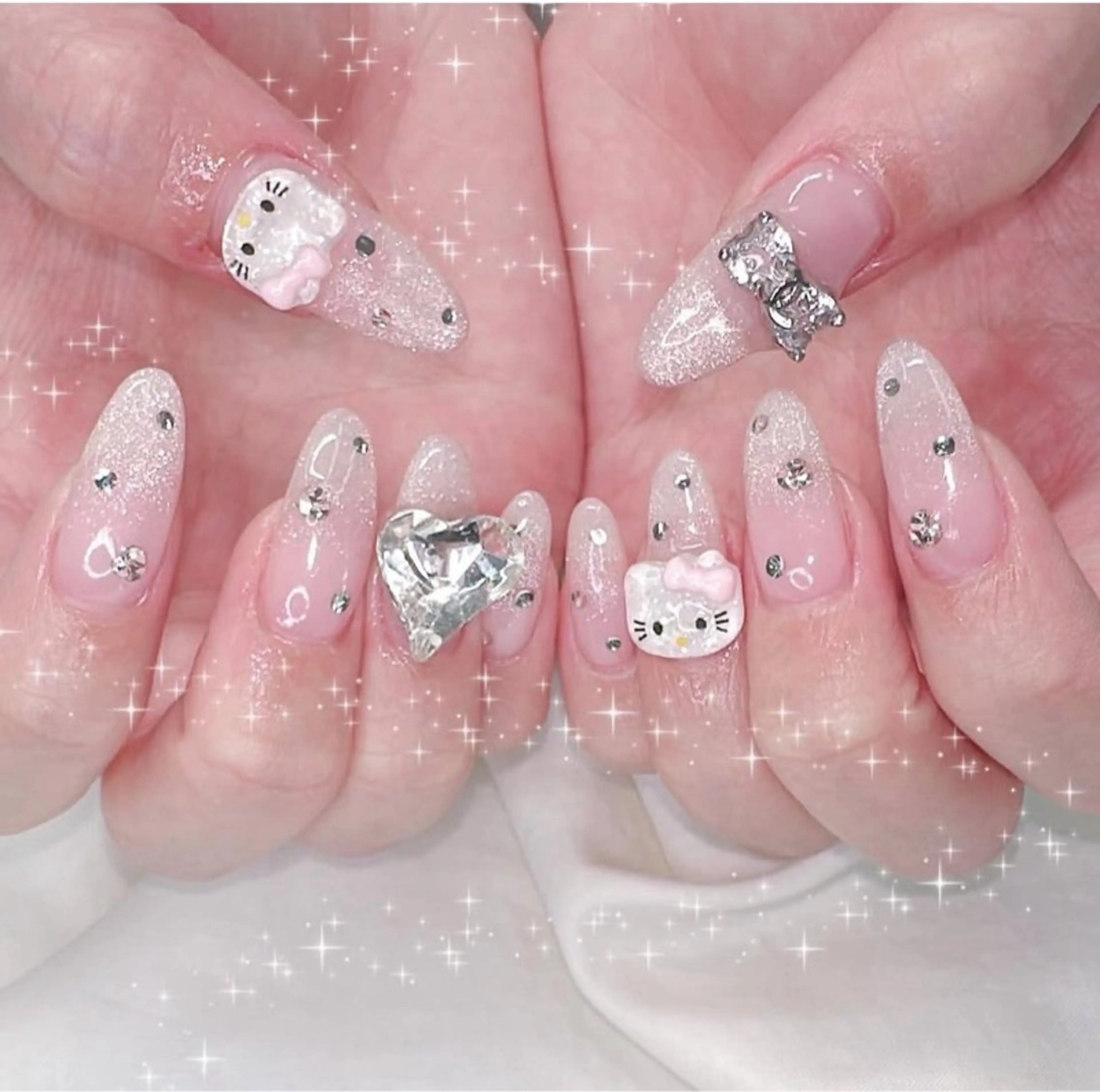 ネイル 長さ出し グラデーション キラキラネイル マグネットネイル ニュアンスネイル Lee Nails チップ長さだし専門店のネイルデザイン