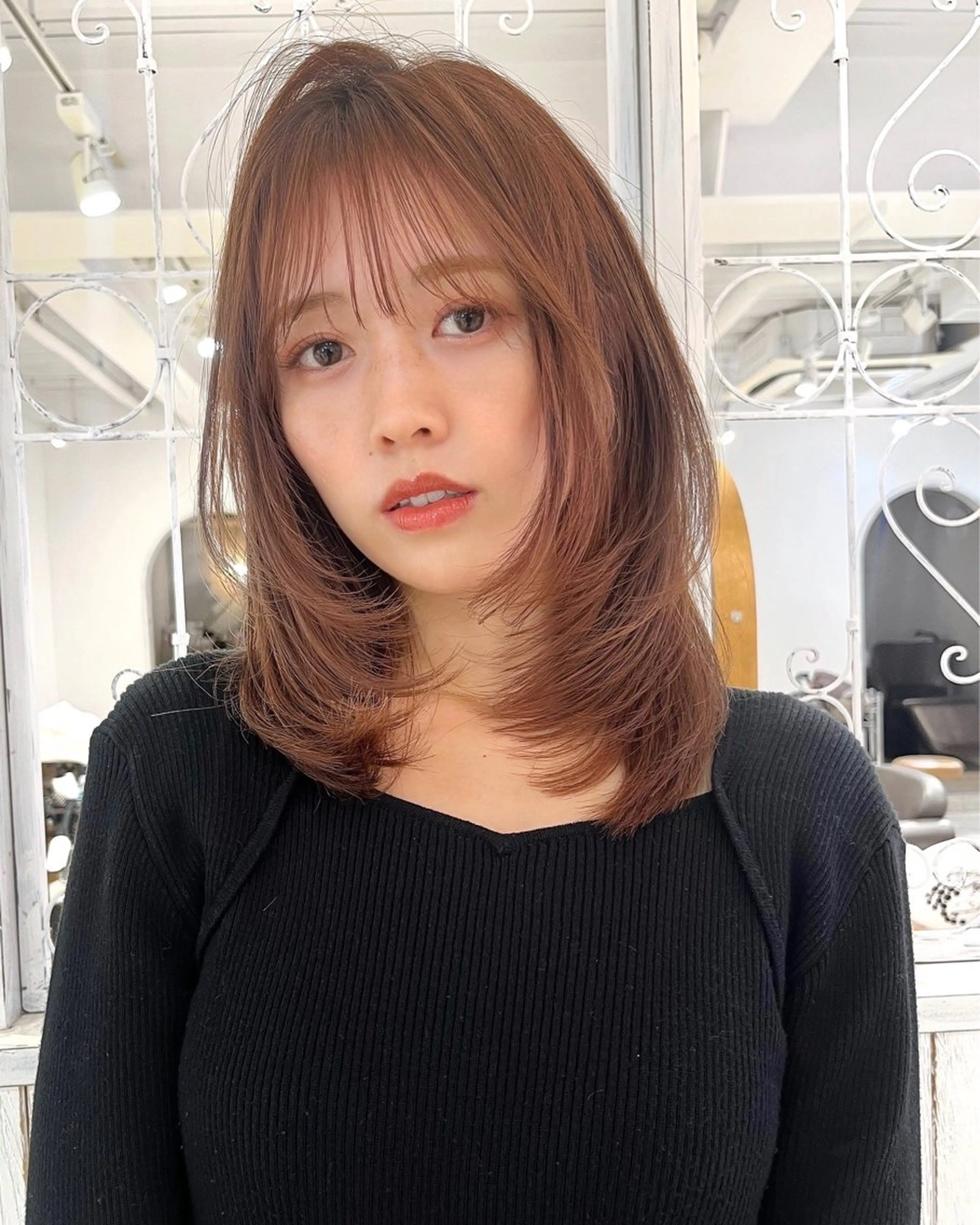 セミロング カラー レイヤーカット カット ヘアカラー 【韓国ヘア×透明感 カラー】笹谷 莉未のヘアスタイル