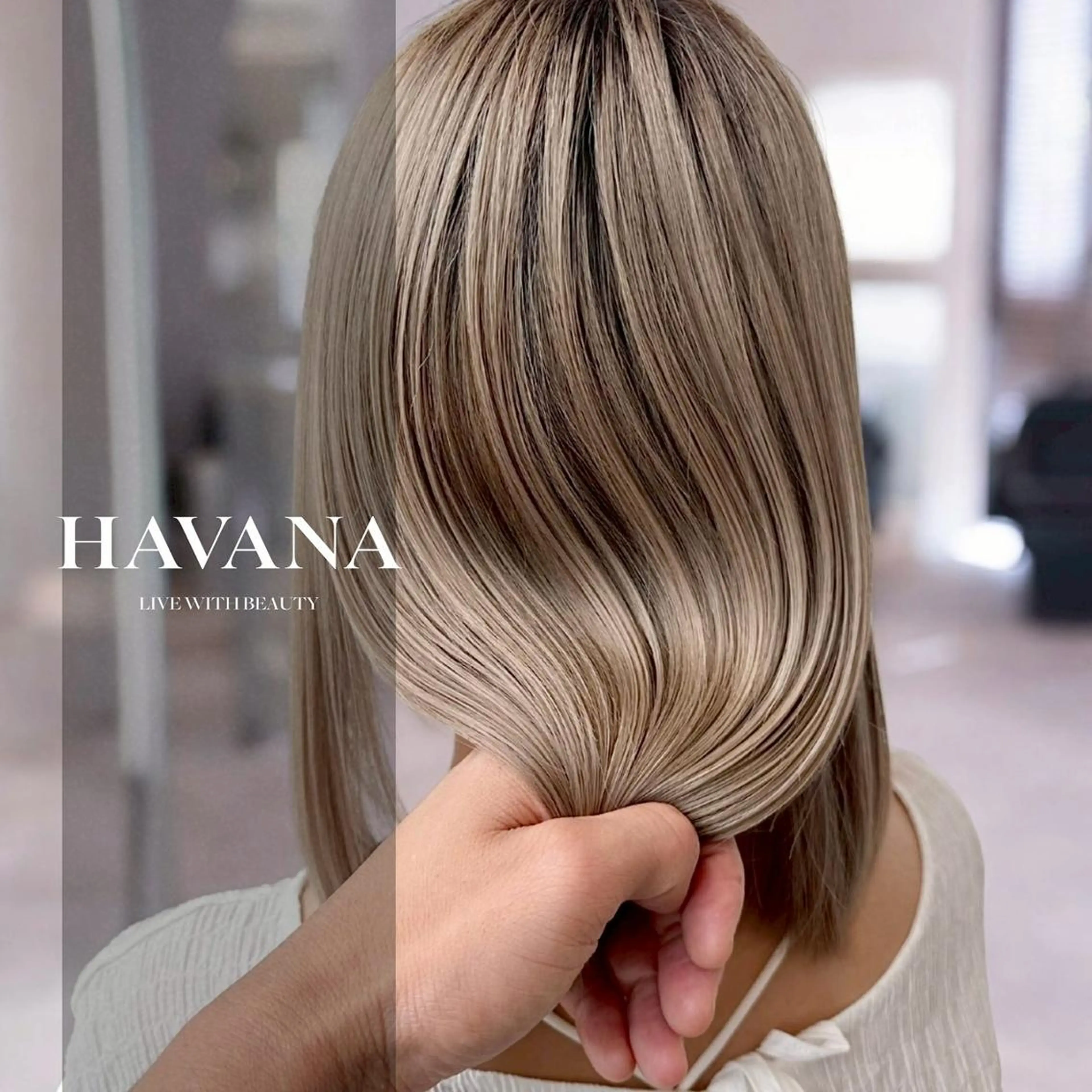 セミロング カット パーマ 縮毛矯正 トリートメント １HAVANA.渋谷 【レイヤー/韓国】のヘアスタイル