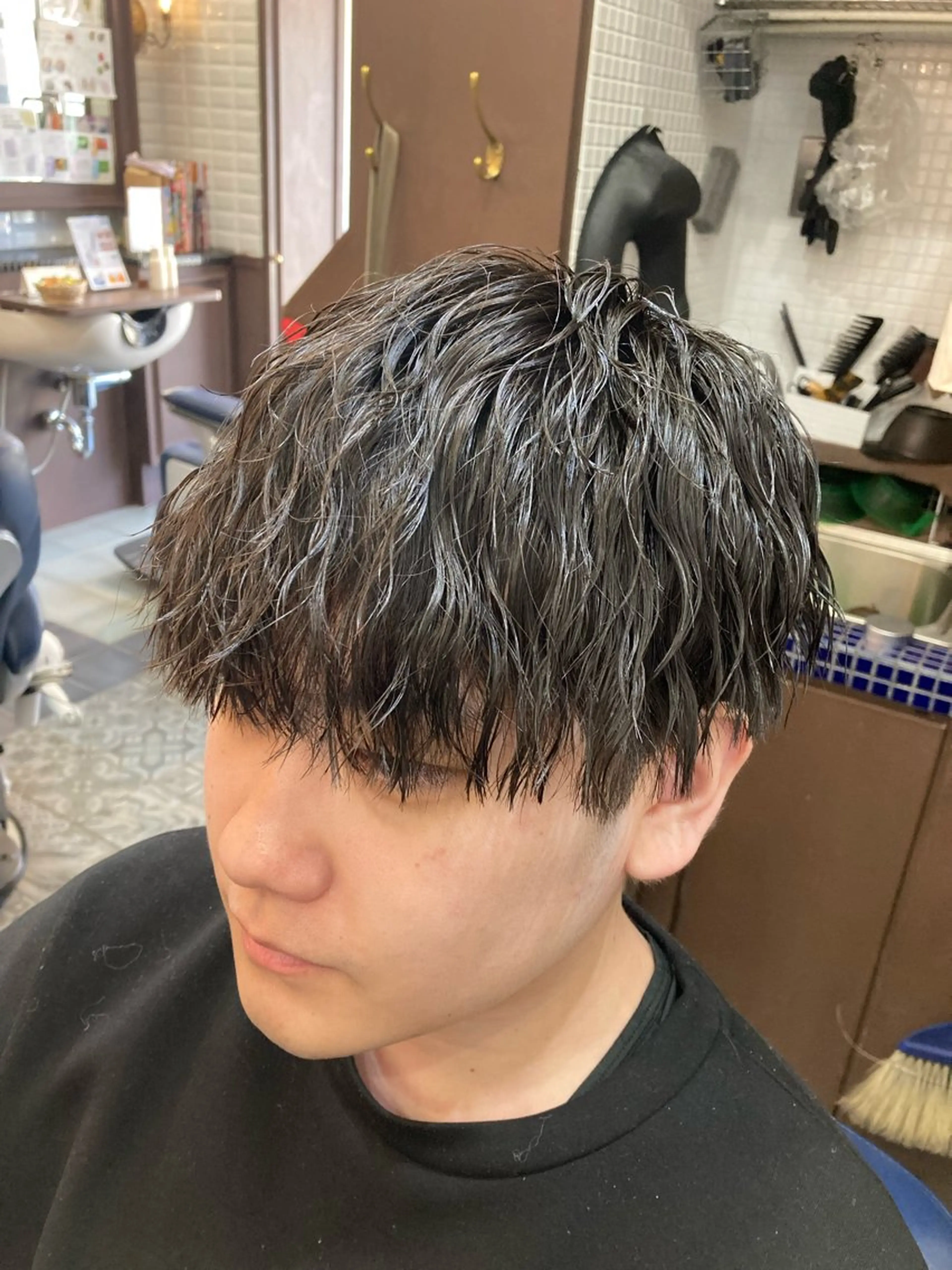 ショート メンズ メンズ韓国風 メンズメッシュ メンズパーマ ツーブロック 刈り上げ ルピナス中田店長 山口大地のヘアスタイル