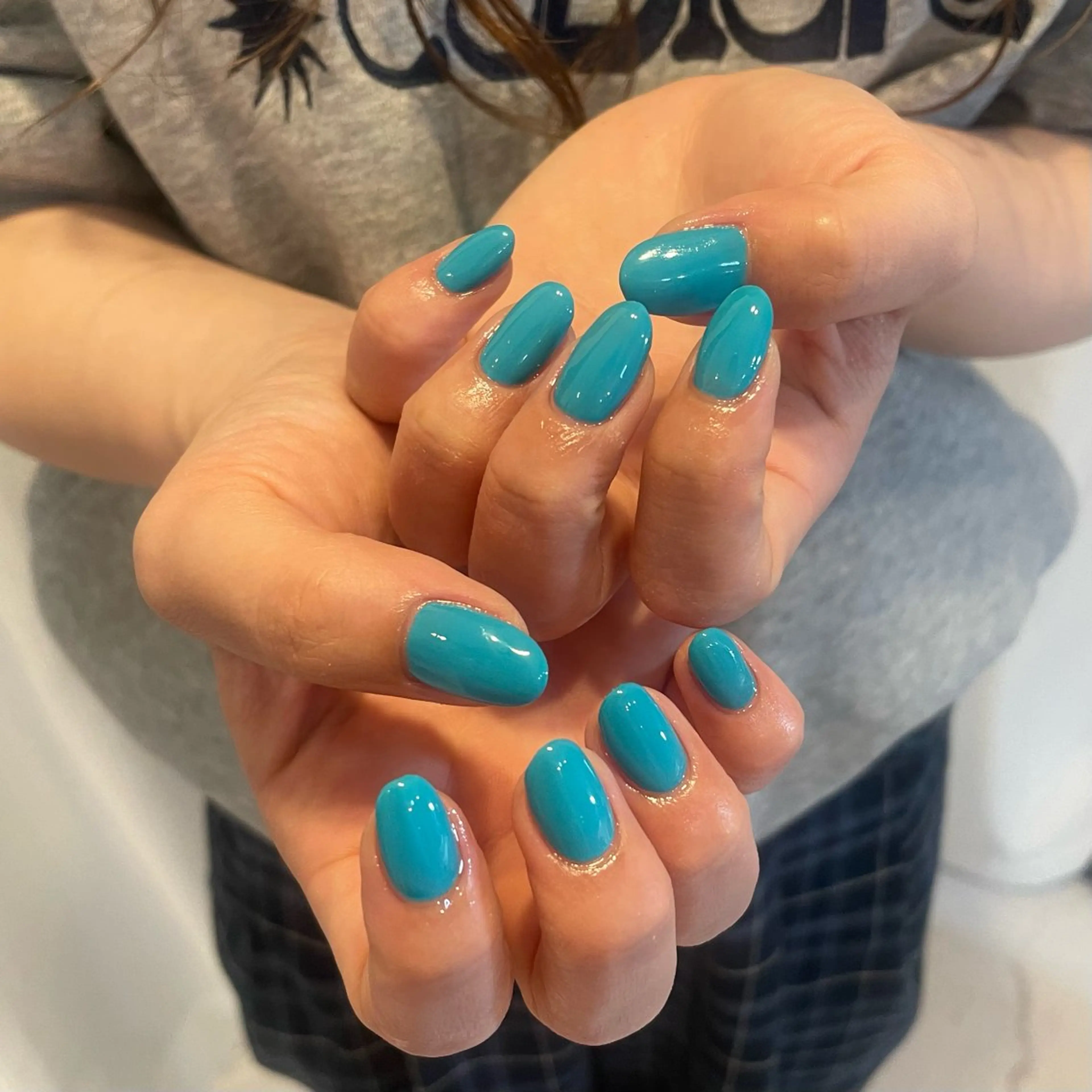 ネイル ブルー ワンカラーネイル ハンドネイル SunBrown Mireiのネイルデザイン