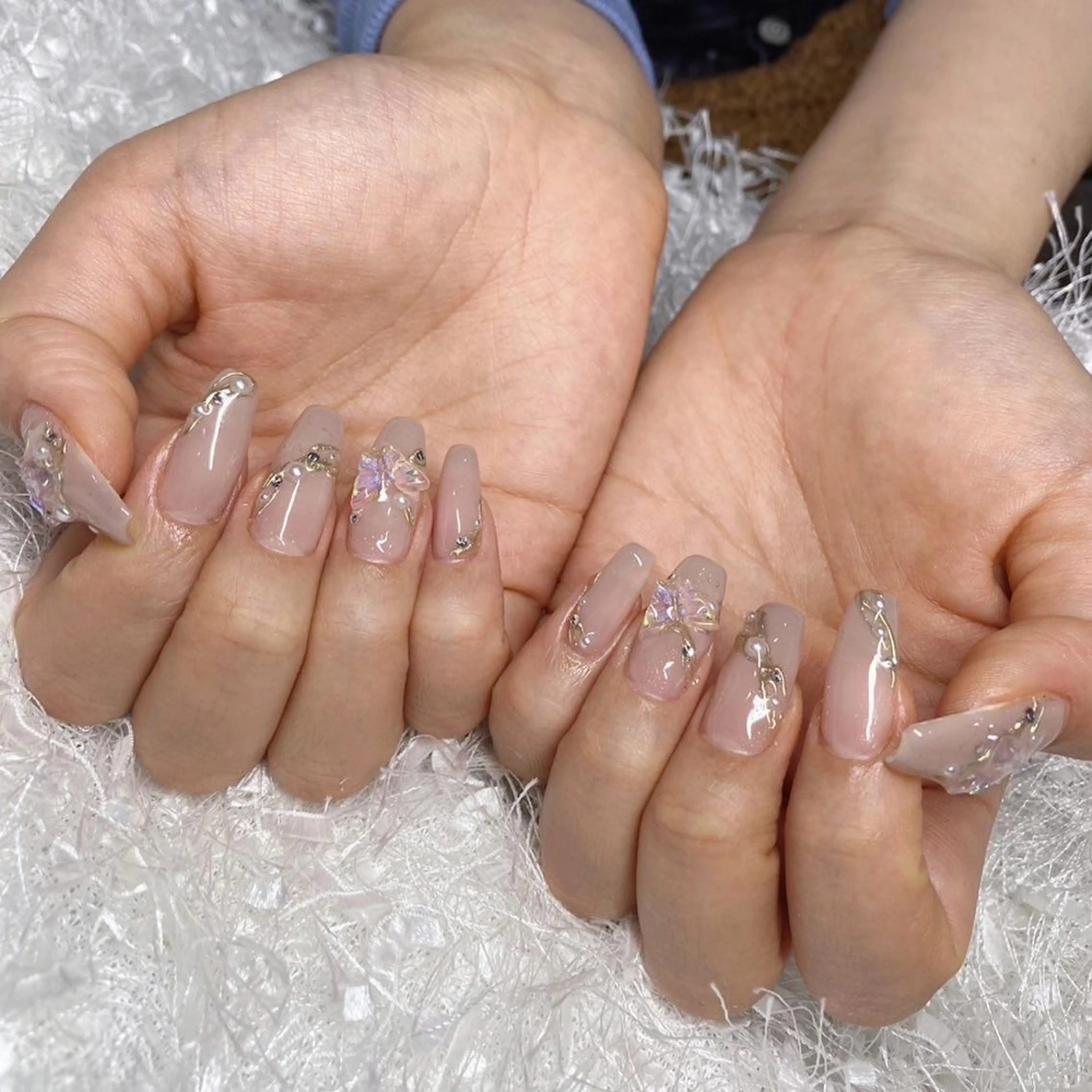 ネイル 長さ出し フレンチネイル ジェルネイル グラデーション 韓国ネイル ハンドネイル Nail&eye Belire 新宿のネイルデザイン