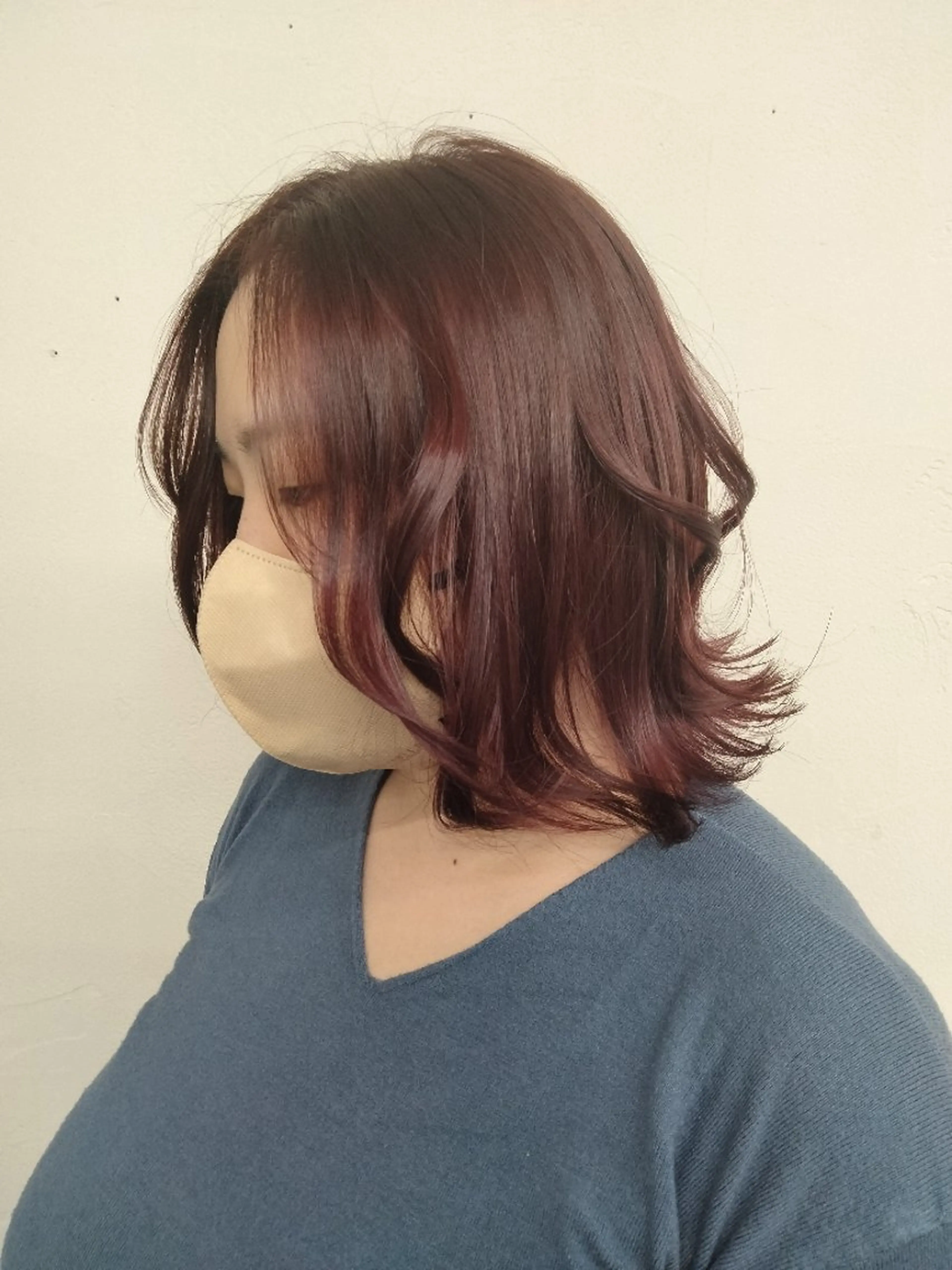 ミディアム カラー ヘアアレンジ レッドカラー nico麻生　長谷川 裕月のヘアスタイル