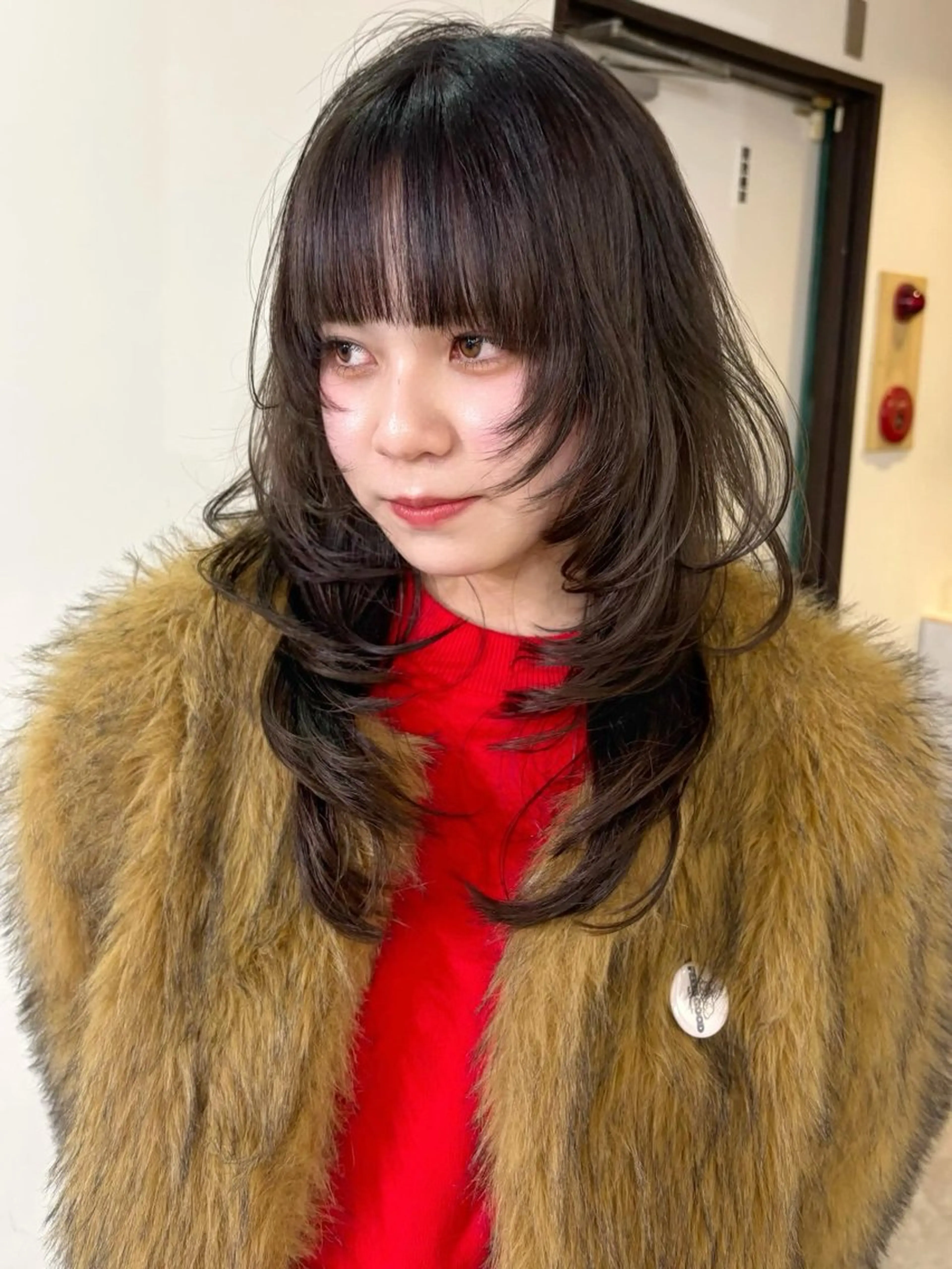 セミロング カラー 小顔カット カット ヘアカラー mizuki/ピンク ベージュ.レイヤーのヘアスタイル