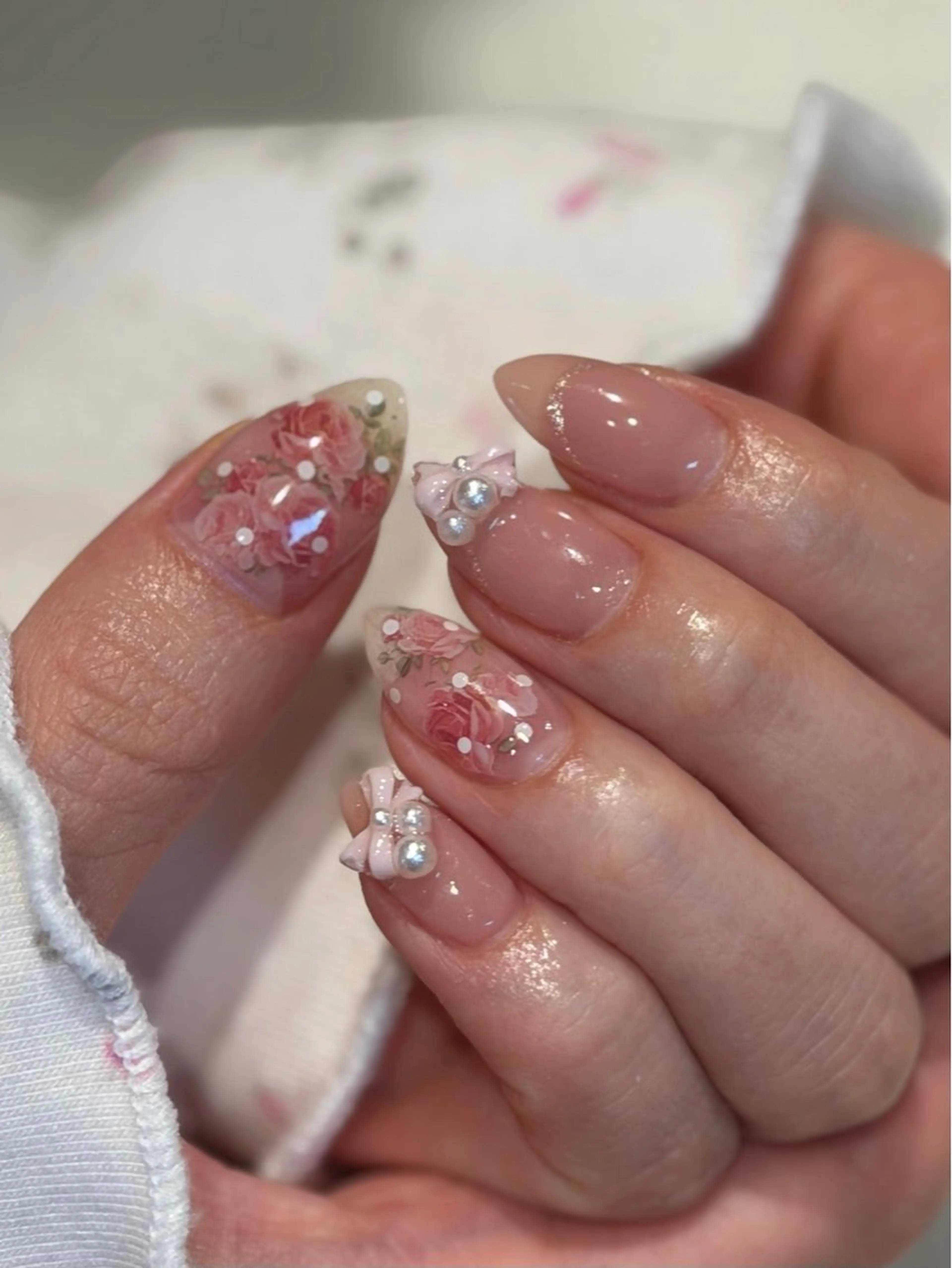 ネイル アートネイル 春ネイル yume 大人ガーリーネイルのネイルデザイン