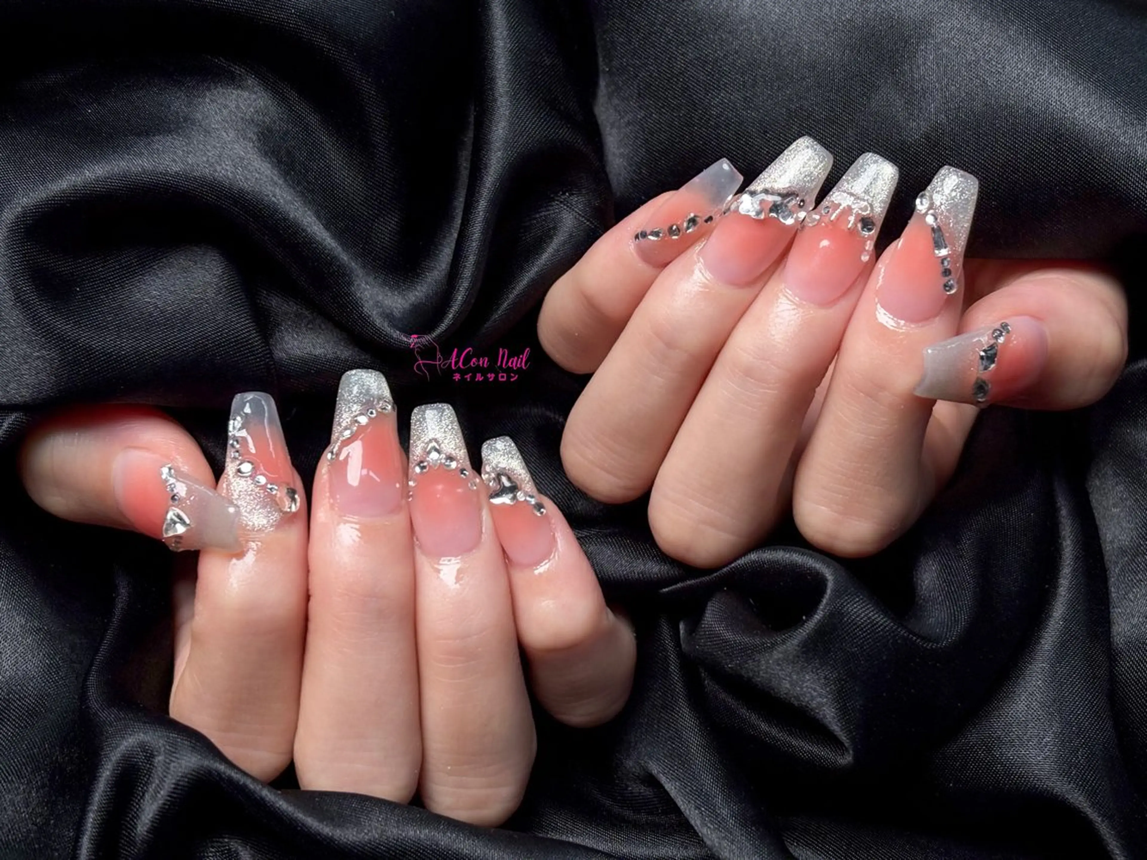 ネイル 桜ネイル 長さ出し フラワーネイル フレンチネイル ジェルネイル ハンドネイル ACon NailSalonのネイルデザイン