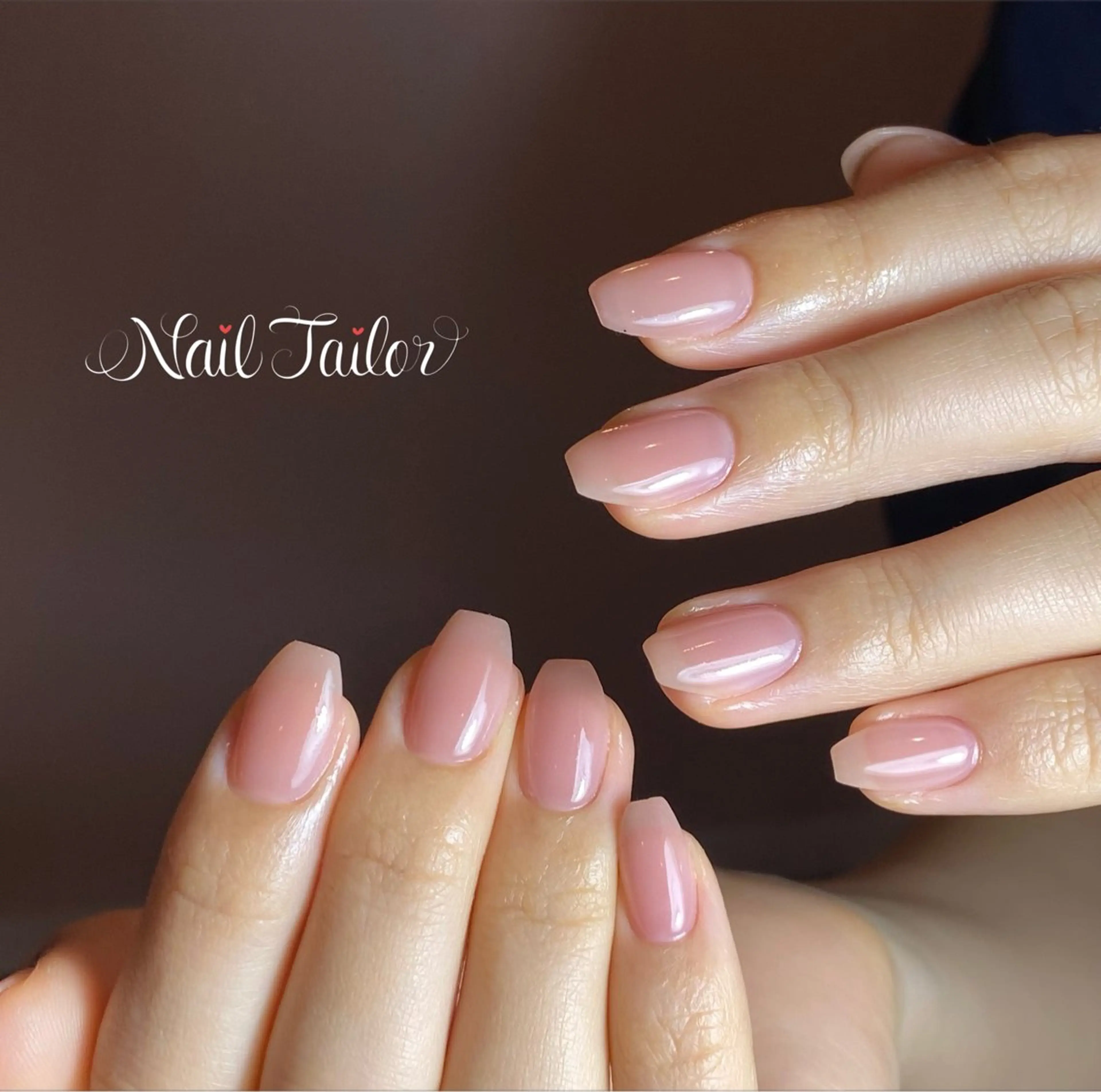 ネイル ジェルネイル 氷ネイル・うるうるネイル オフィスネイル ワンカラーネイル ピンク ハンドネイル NailTailor ネイルテイラーのネイルデザイン