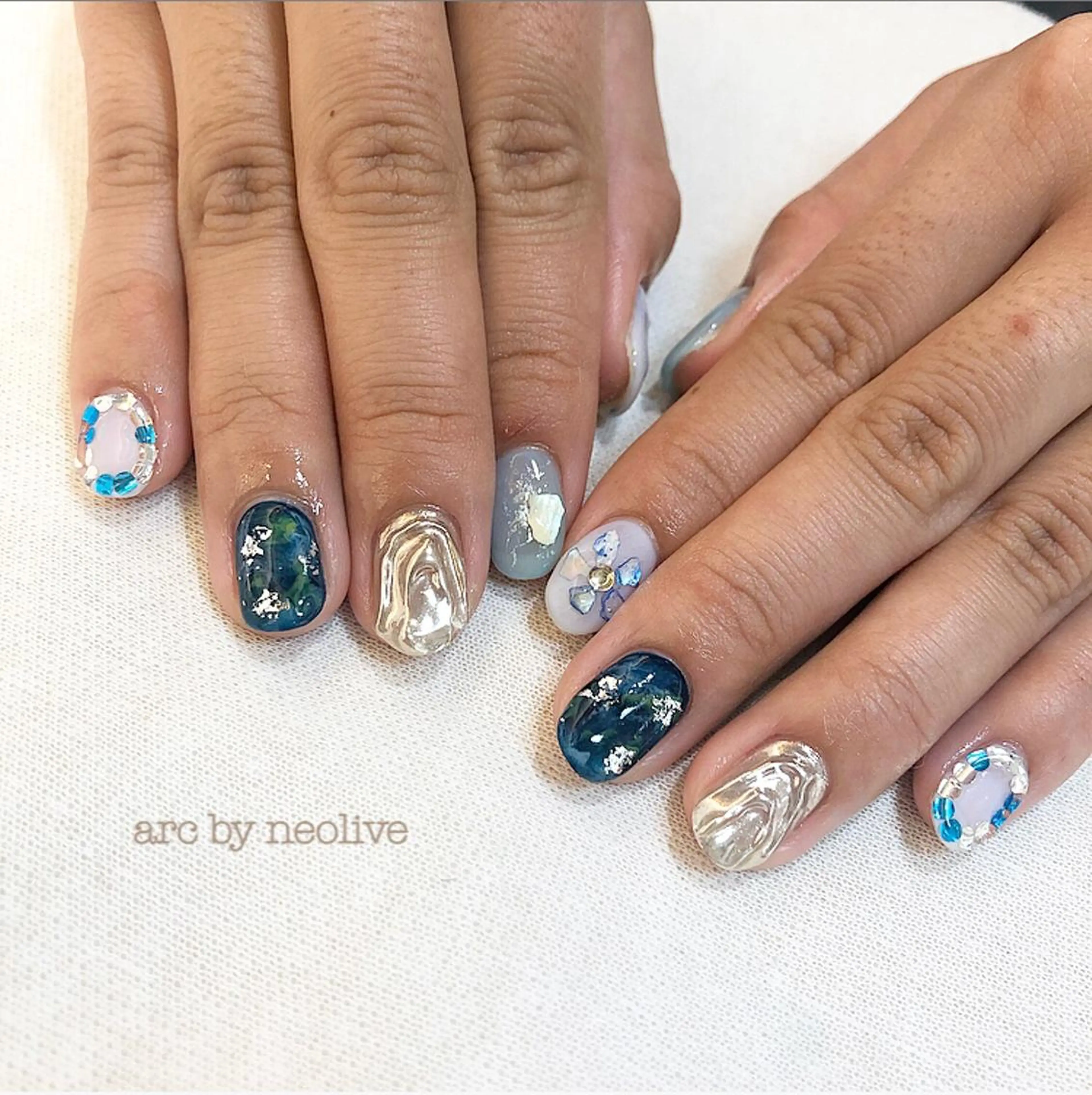 ネイル ブルー rina eye&nailのマツエク・マツパデザイン