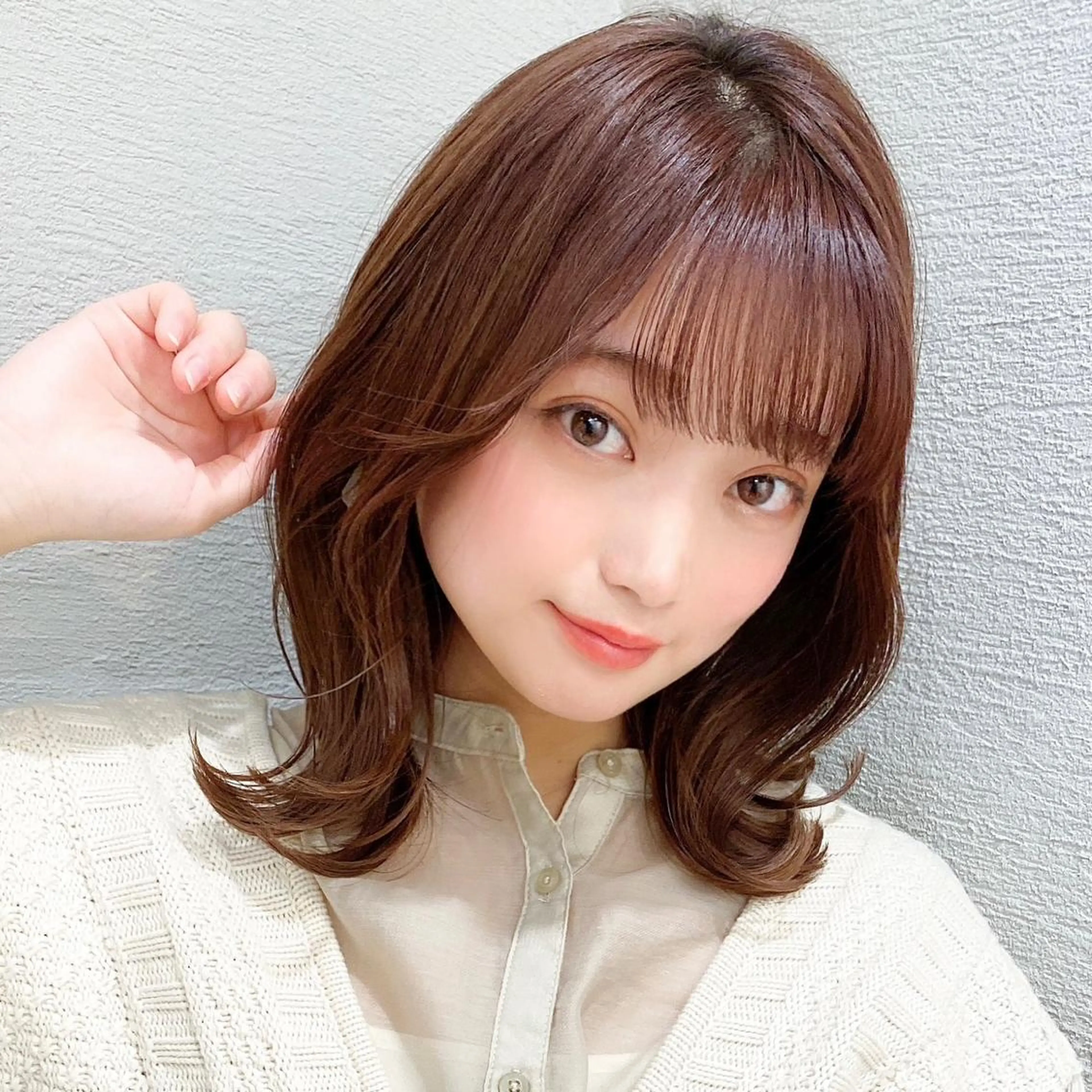 セミロング カラー パーマ 小顔カット モテ髪×トレンド💕 小顔レイヤー 金井のヘアスタイル